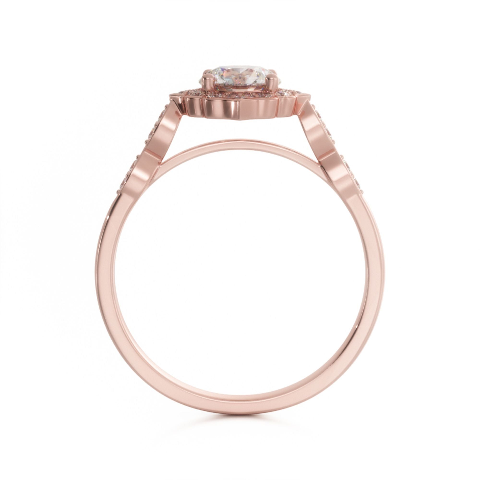 Licht - Decorative Halo Natural Round  Diamond Engagement Ring