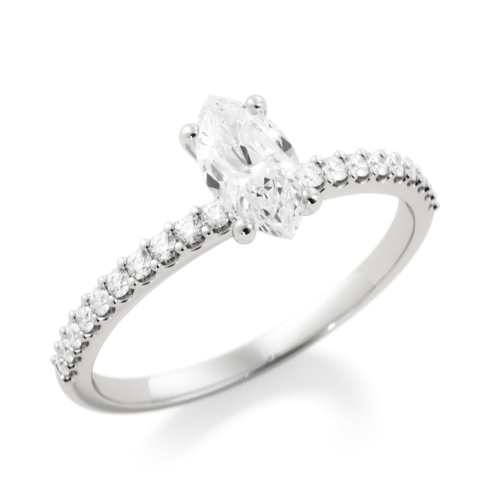 Accent Diamonds Natural Marquise  Diamond Engagement Ring