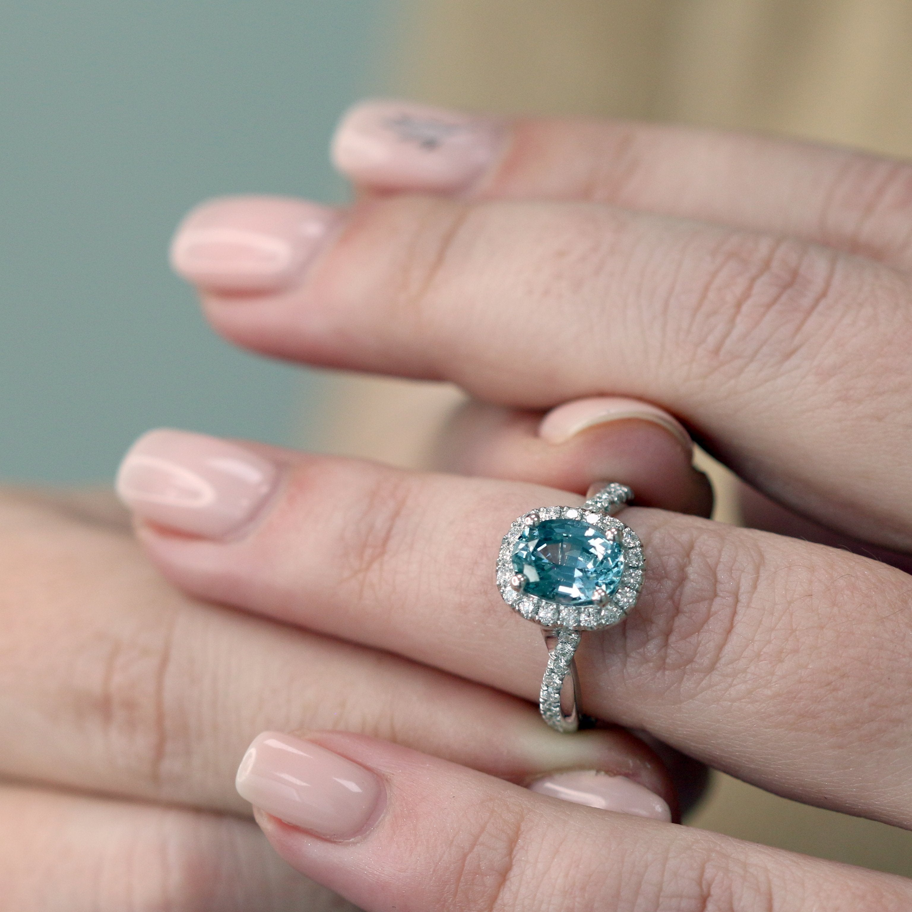 Translucent - Decorative shank Natural Oval Sapphire Engagement Ring