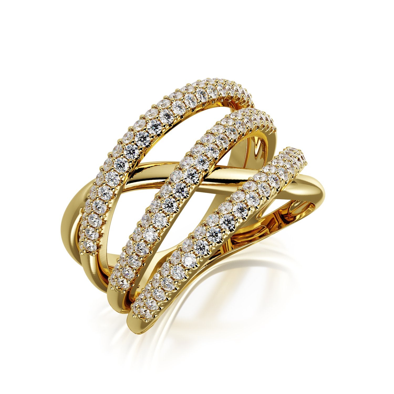 Pavé Natural Round cut Diamond Wedding Band in Yellow Gold