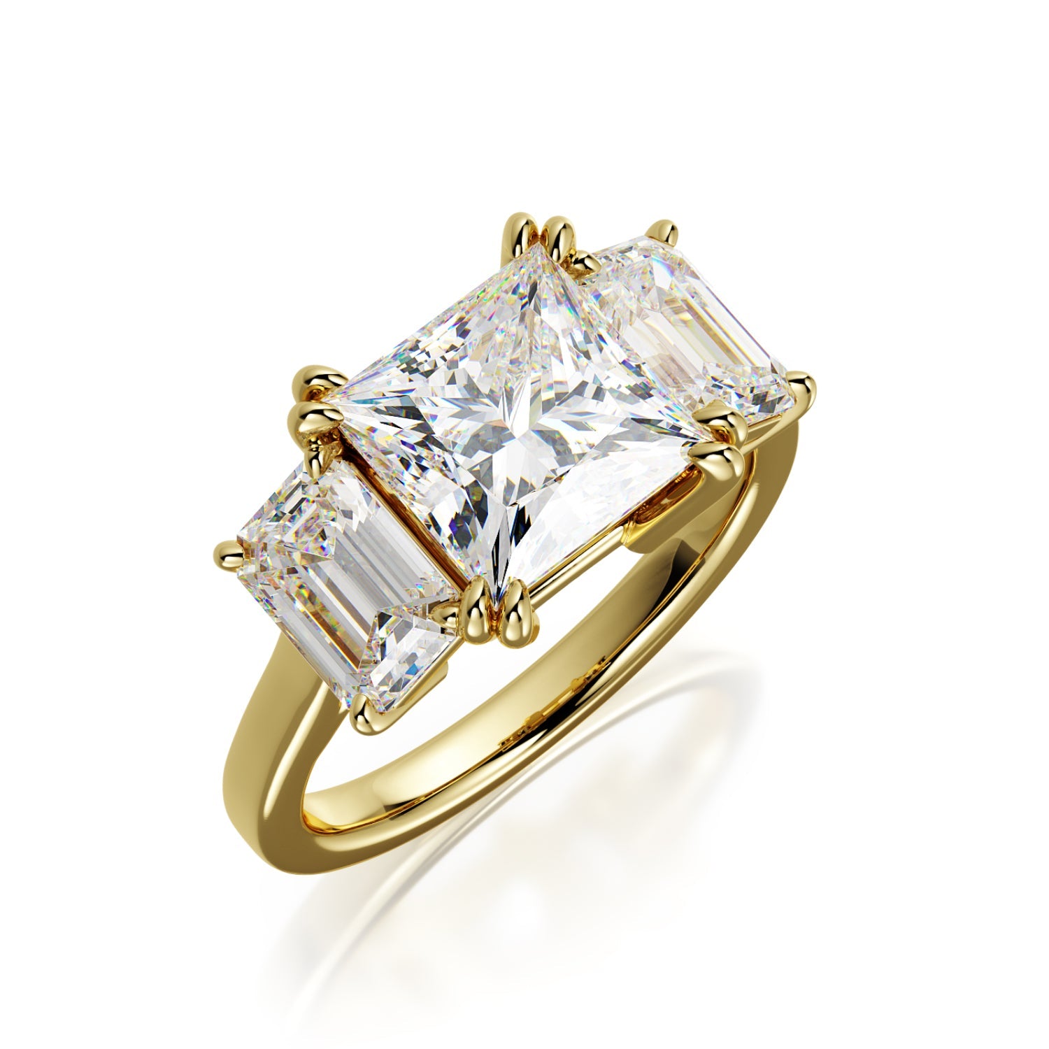 Plain Band Natural Princess Cut Diamond Engagement Ring