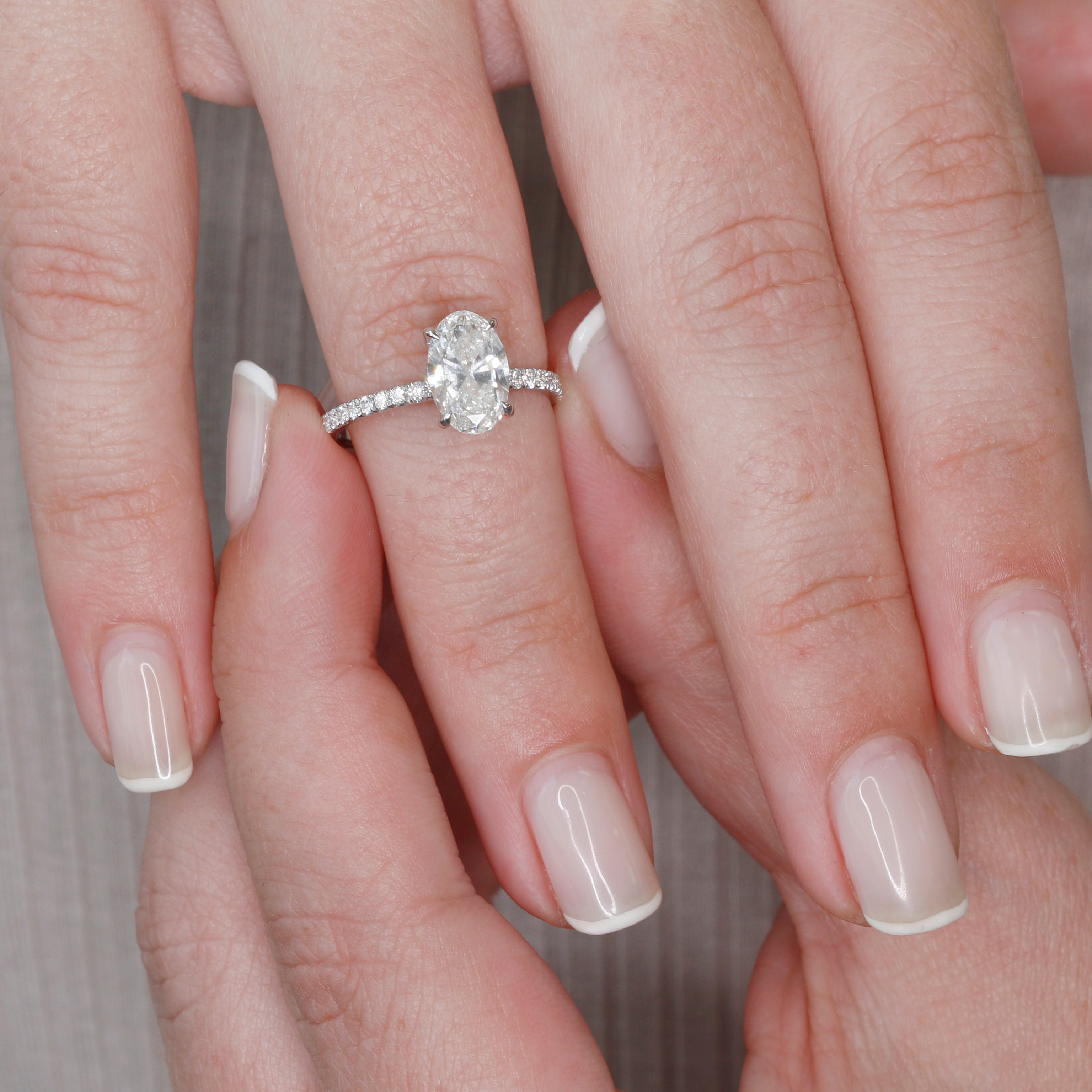 Hidden Halo Natural Oval  Diamond Engagement Ring
