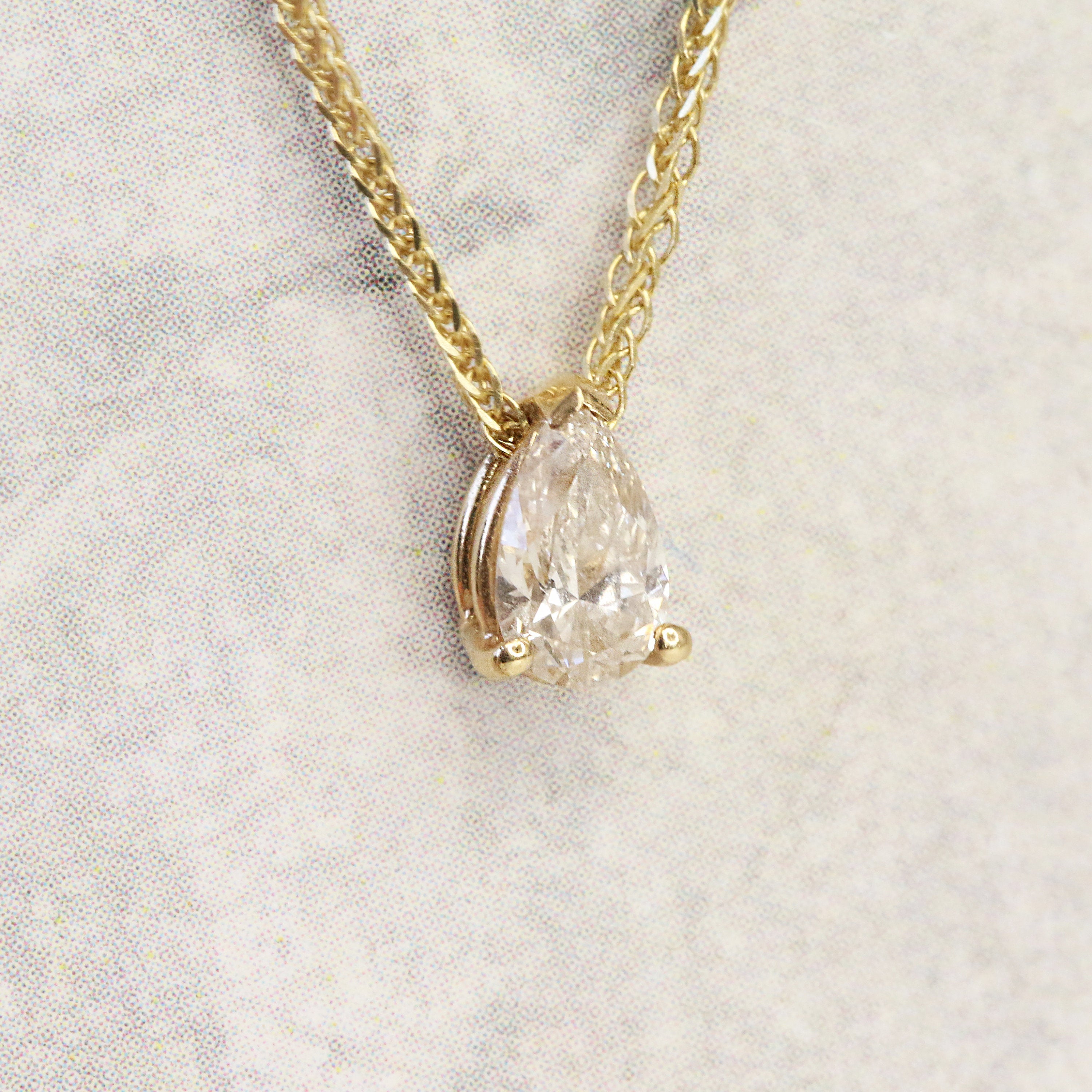 Natural Diamond Floating Pendant with a Yellow Gold Necklace