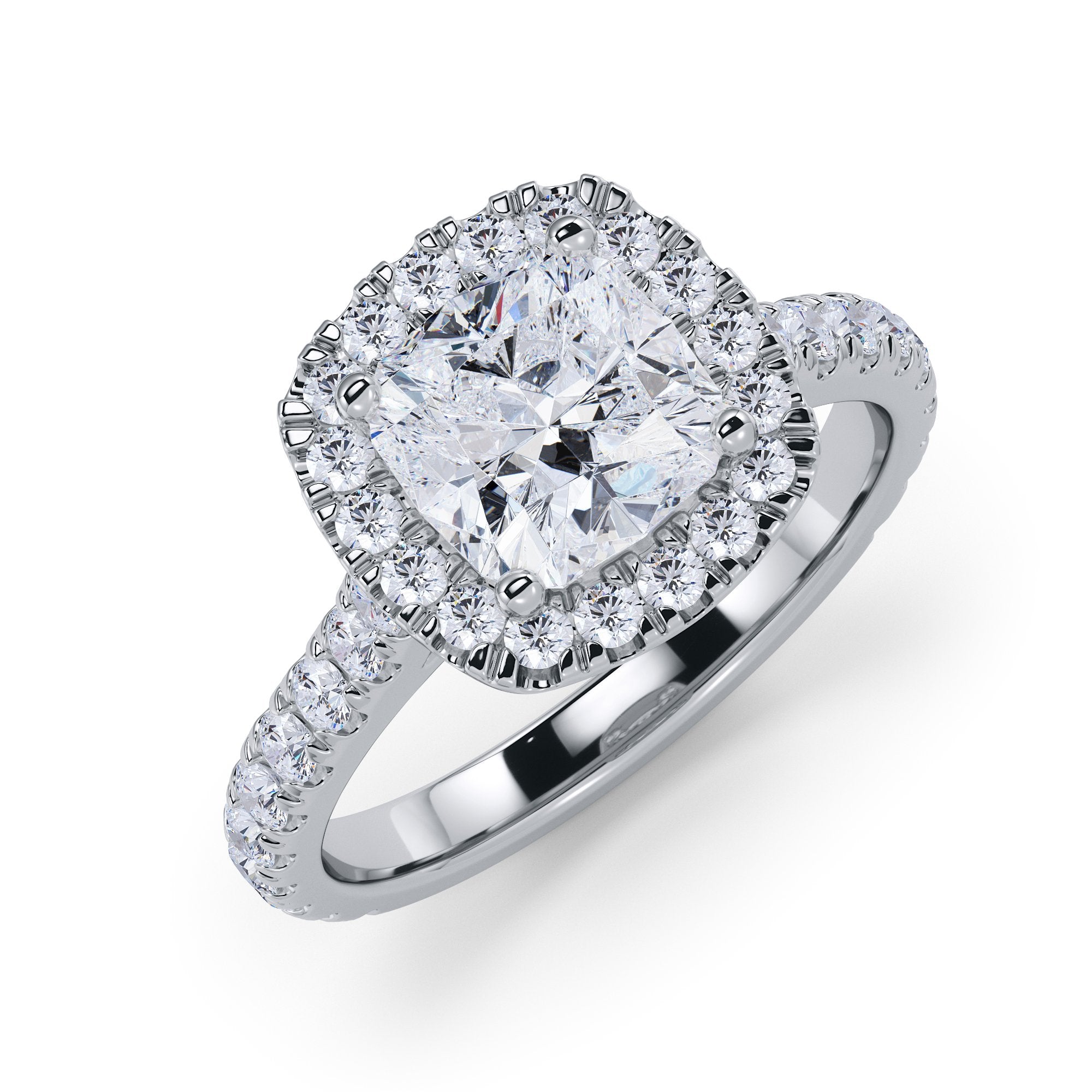 Cushion Halo Natural Cushion  Diamond Engagement Ring