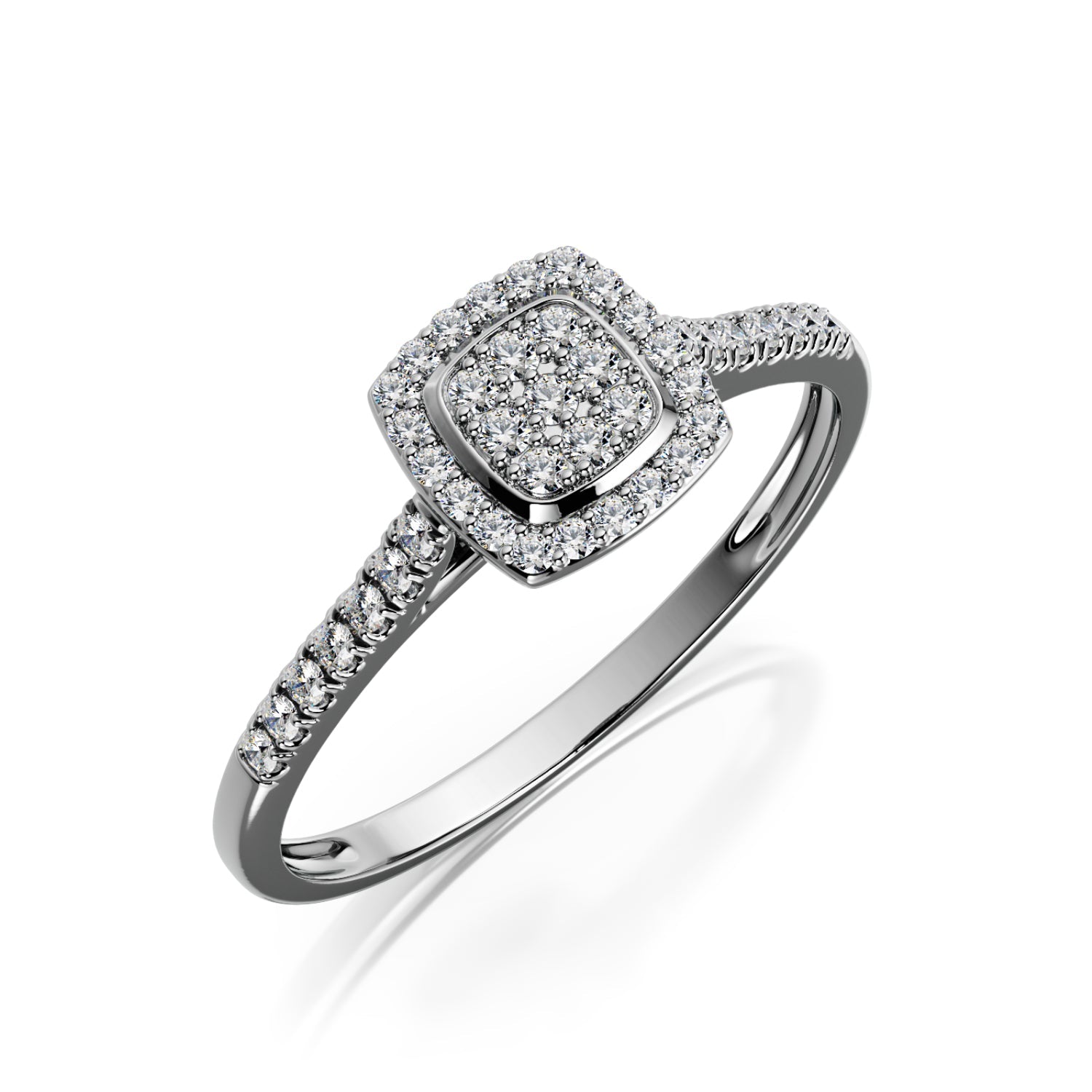 Stellar Cushion Halo Natural   Diamond Engagement Ring