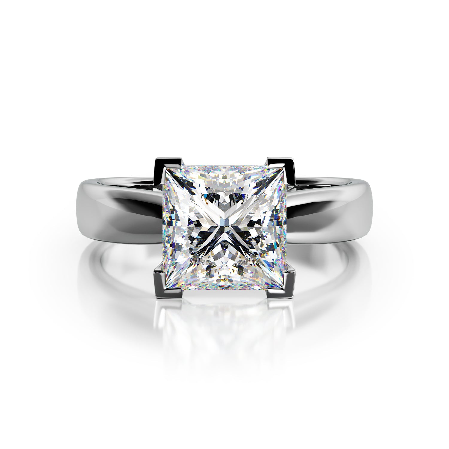 Natural Princess Solitaire Diamond Engagement Ring