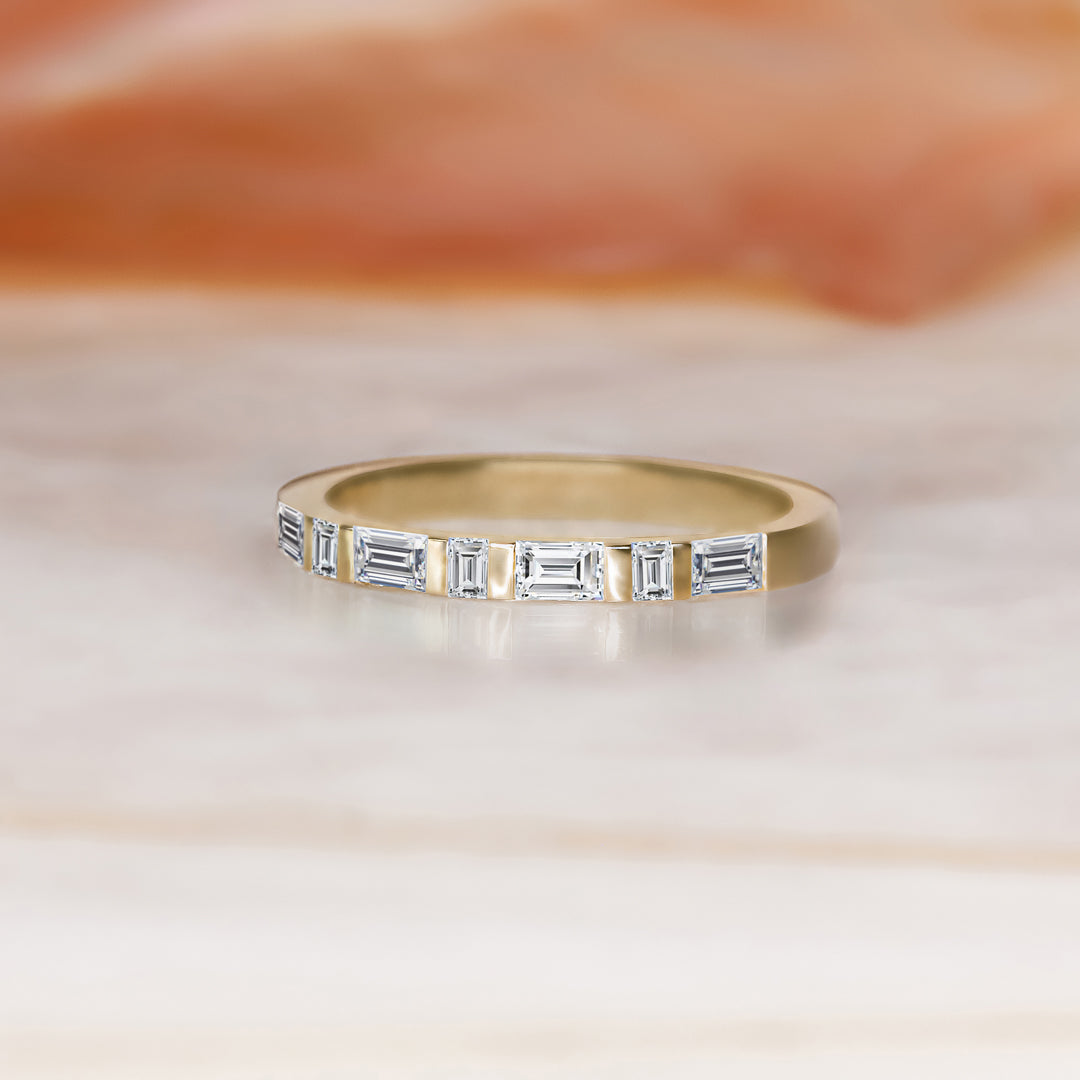 Geometric Natural Baguette Cut cut Diamond Wedding Band