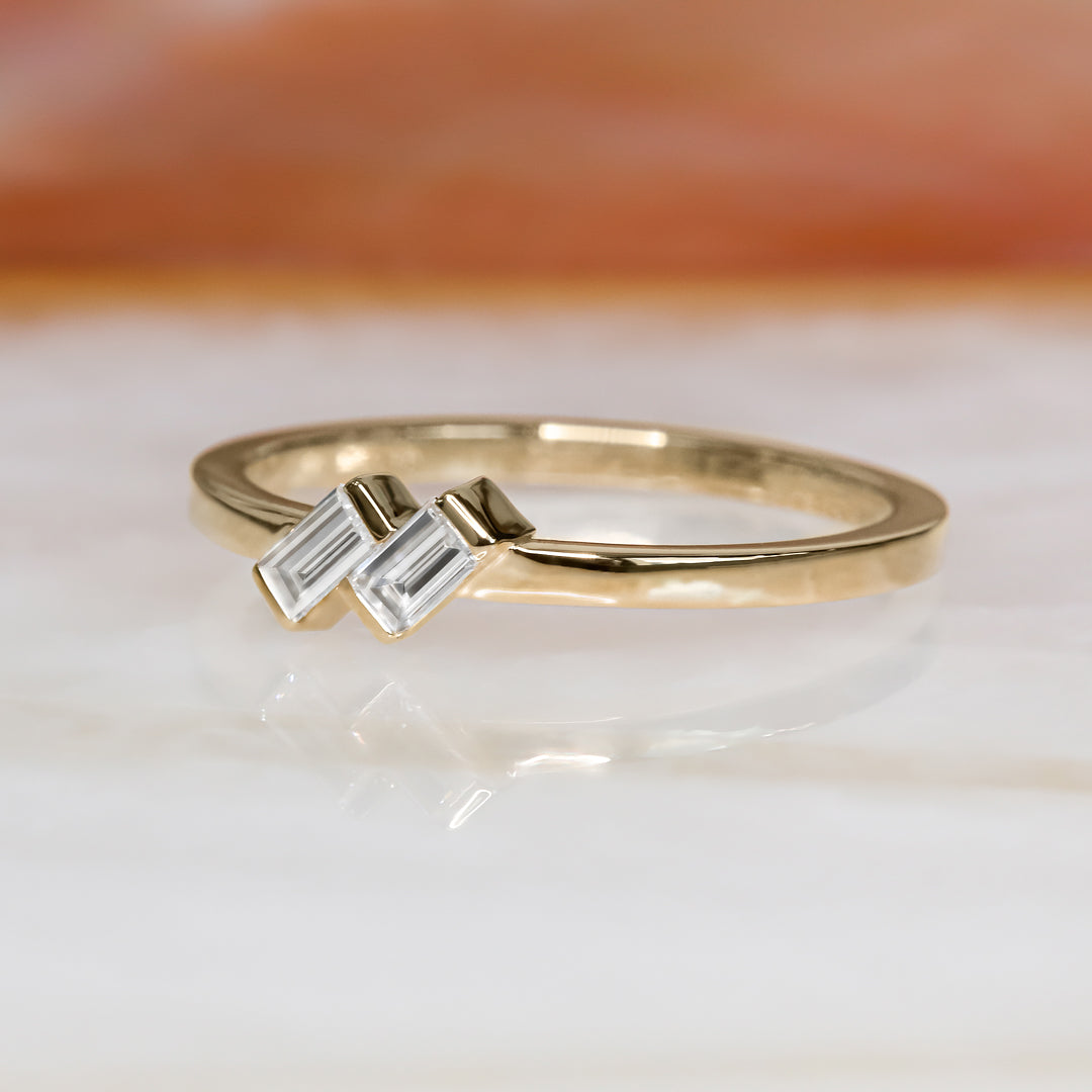 Stackable Natural Baguette Cut cut Diamond Wedding Band