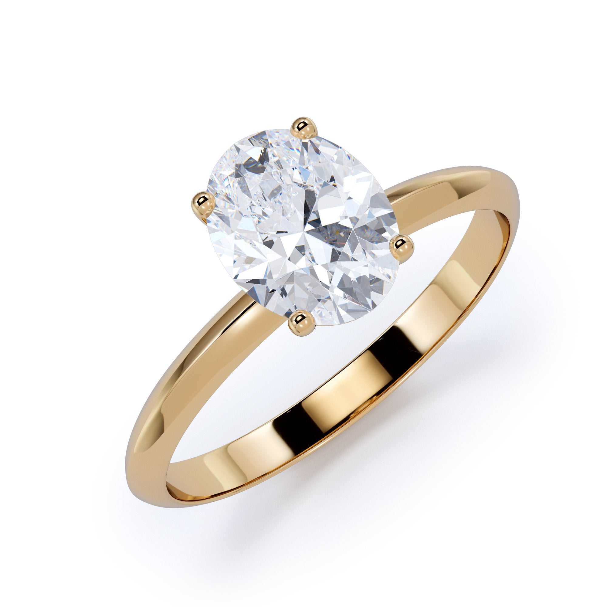 4 prongs Natural Oval  Diamond Engagement Ring