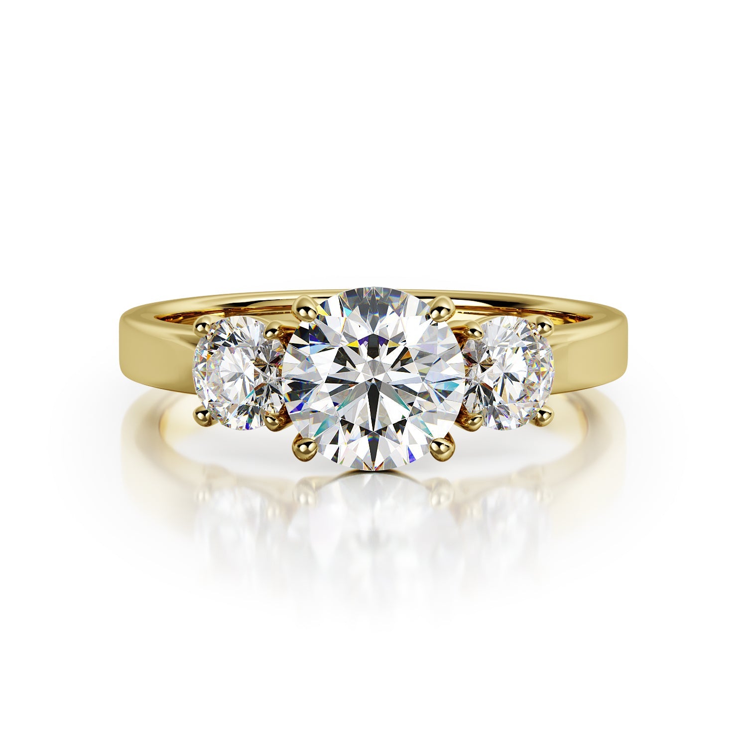 Plain Band Natural Round Diamond Engagement Ring