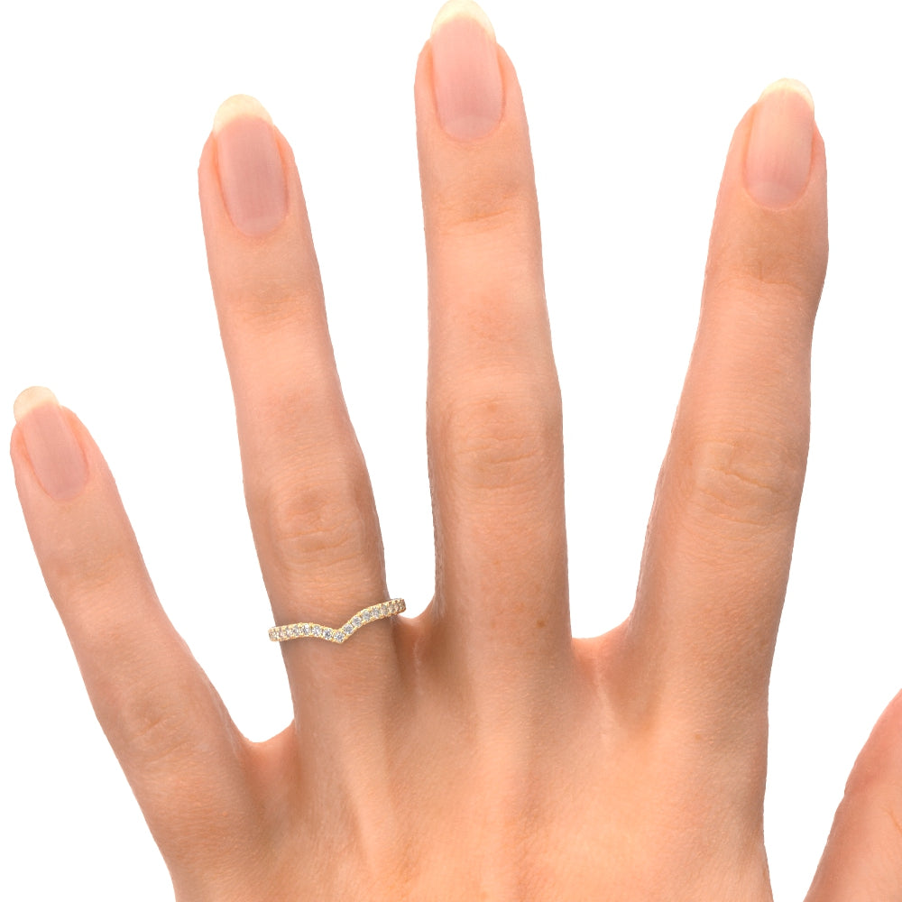Soft Light - V-Band Natural Round cut Diamond Wedding Band