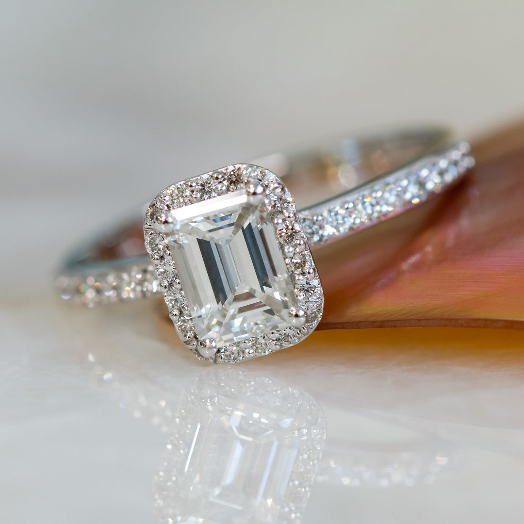 Natural Emerald Cut  Diamond Engagement Ring