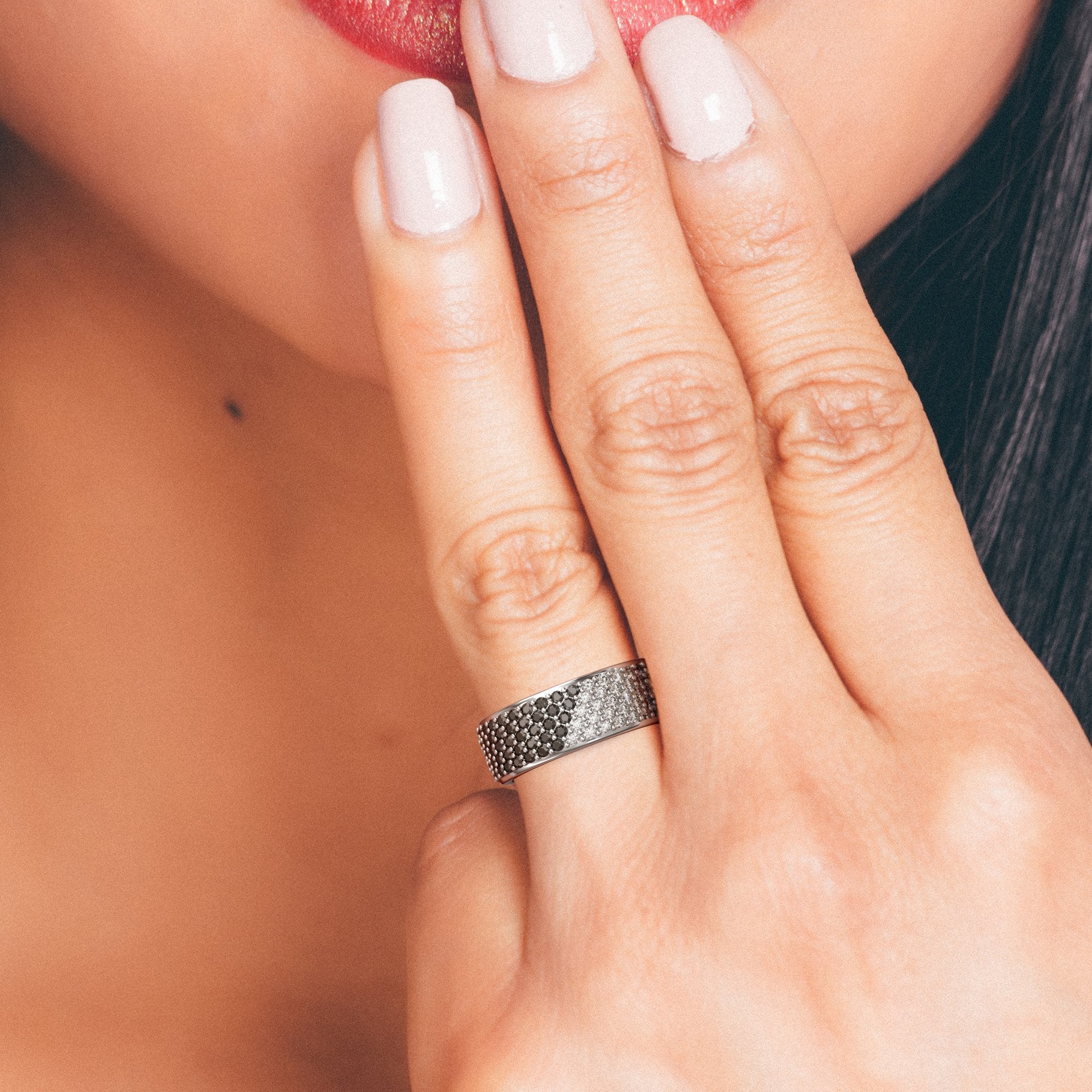 Unique Natural Black & White Diamond Ring