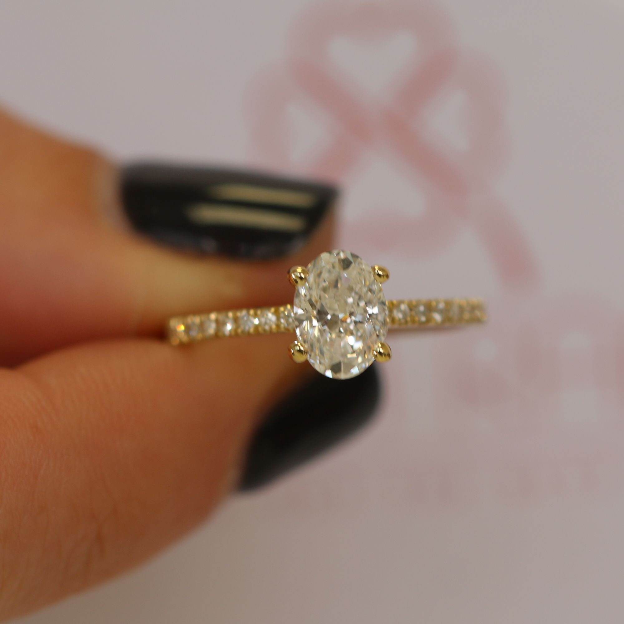 Hidden Halo Natural Oval  Diamond Engagement Ring