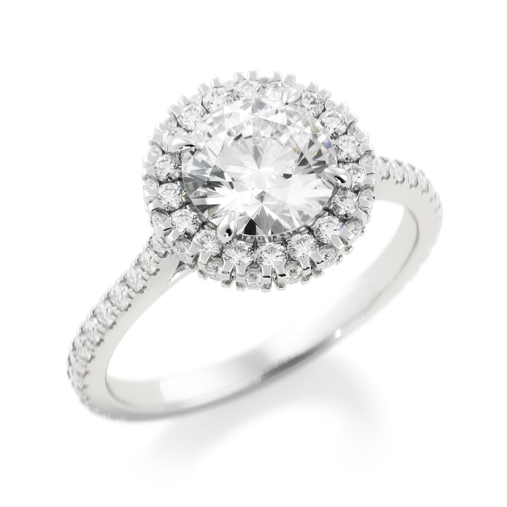 Sonce - Decorative Natural Round Diamond Engagement Ring