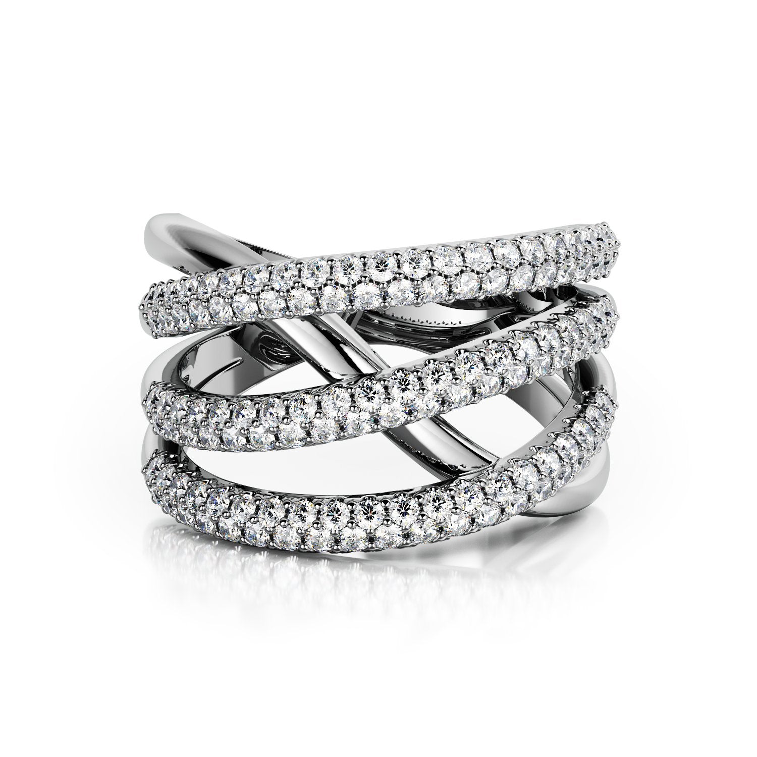 Pavé Natural Round cut Diamond Wedding Band In White Gold