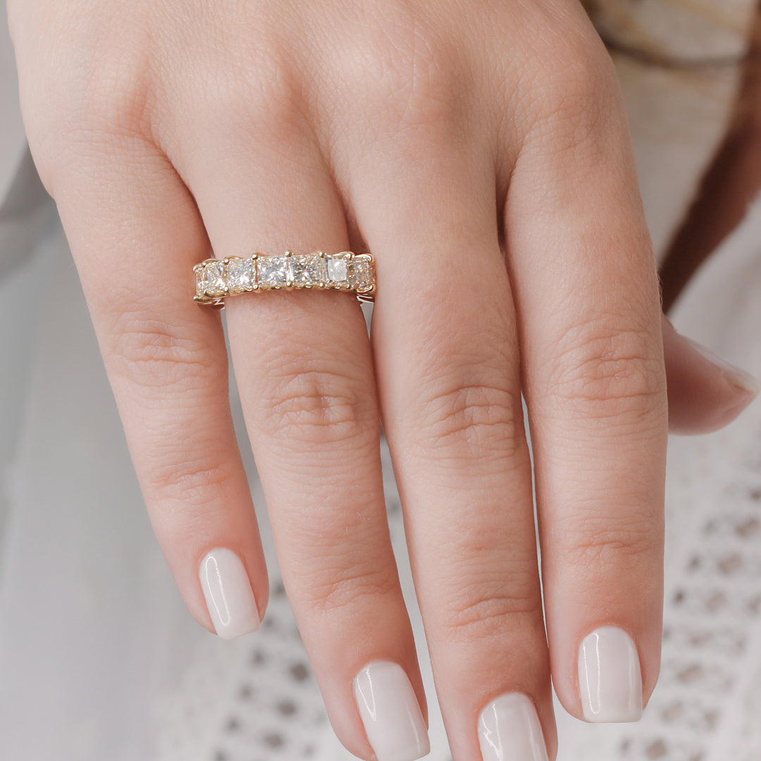8 Carat Natural Princess Cut Diamond Eternity Wedding Band