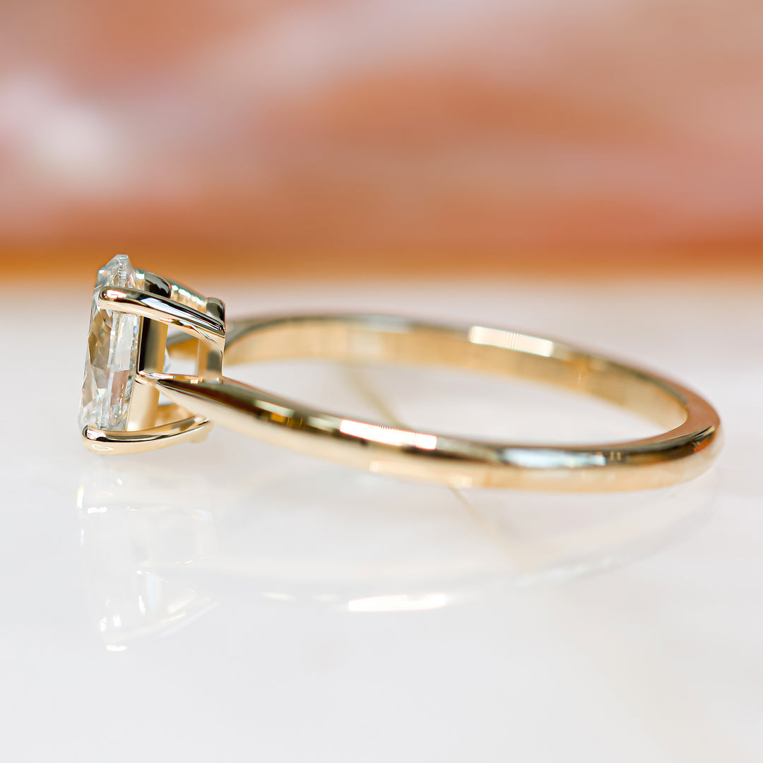 Descending Natural Oval  Diamond Engagement Ring