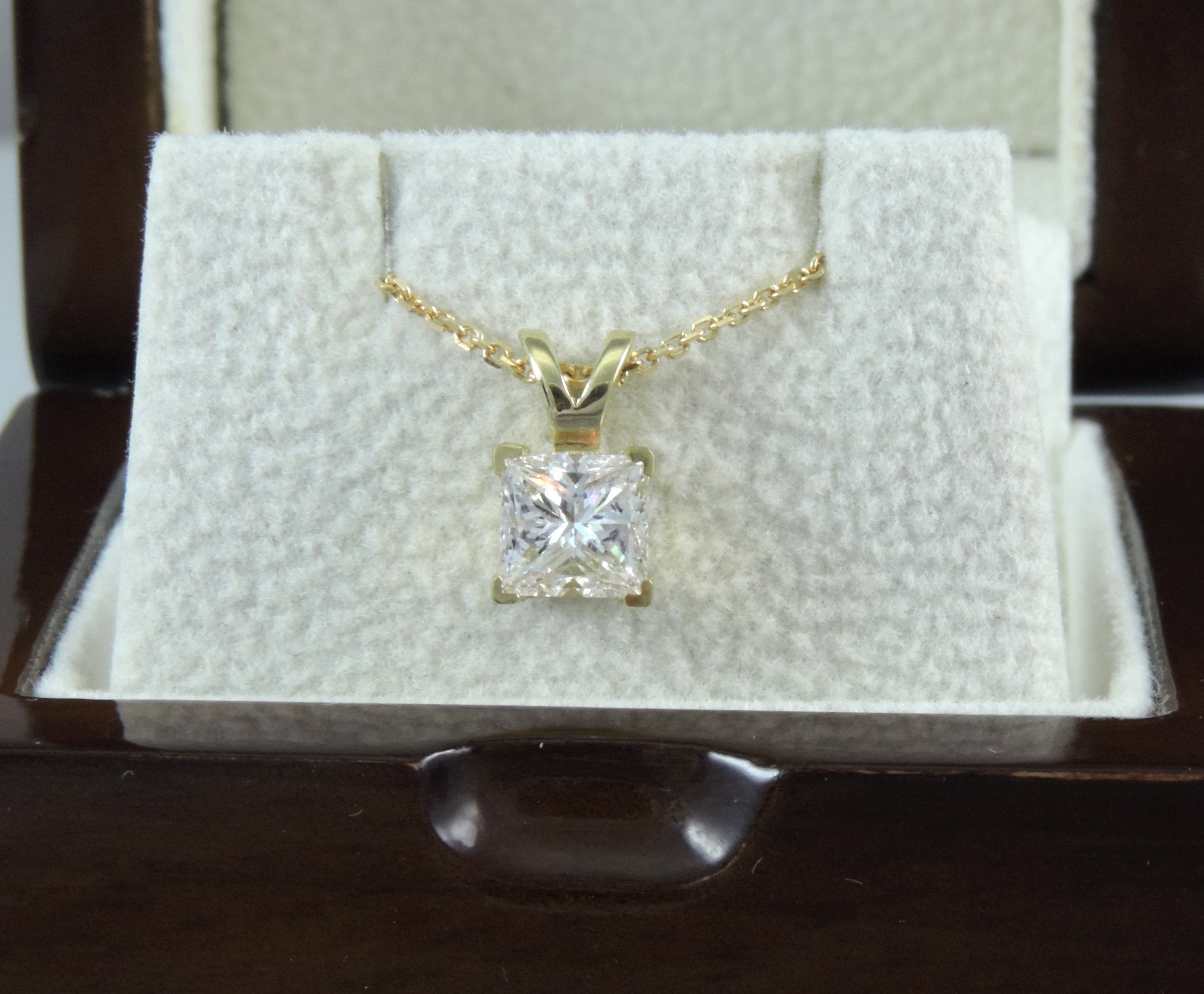 Natural Diamond Solitaire Pendant with a Yellow Gold Necklace