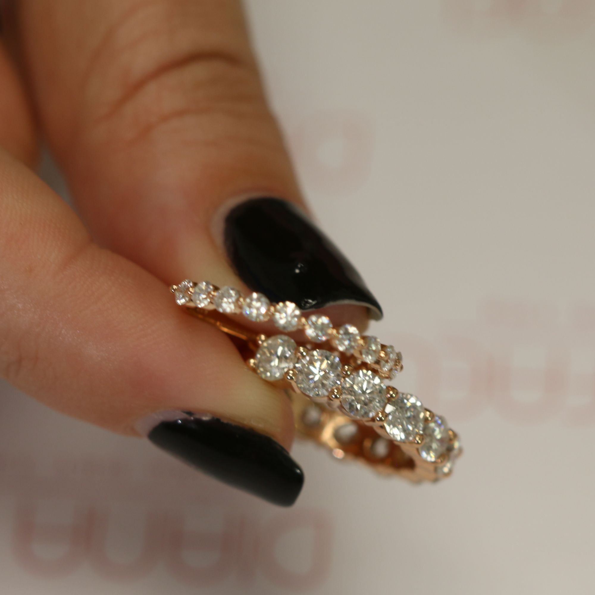 Half Eternity Natural Round cut Diamond Wedding Band Set