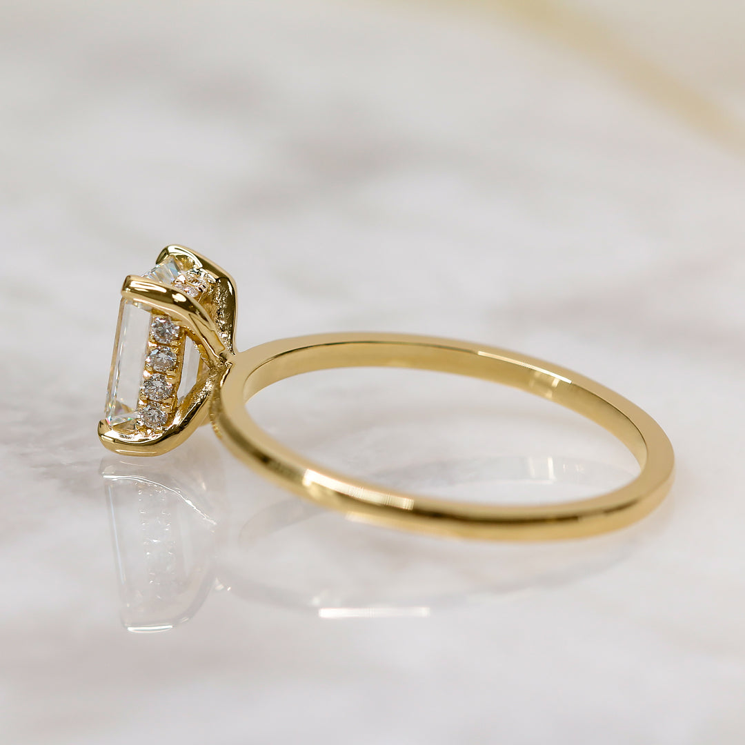 Hidden Halo Natural Emerald Diamond Engagement Ring