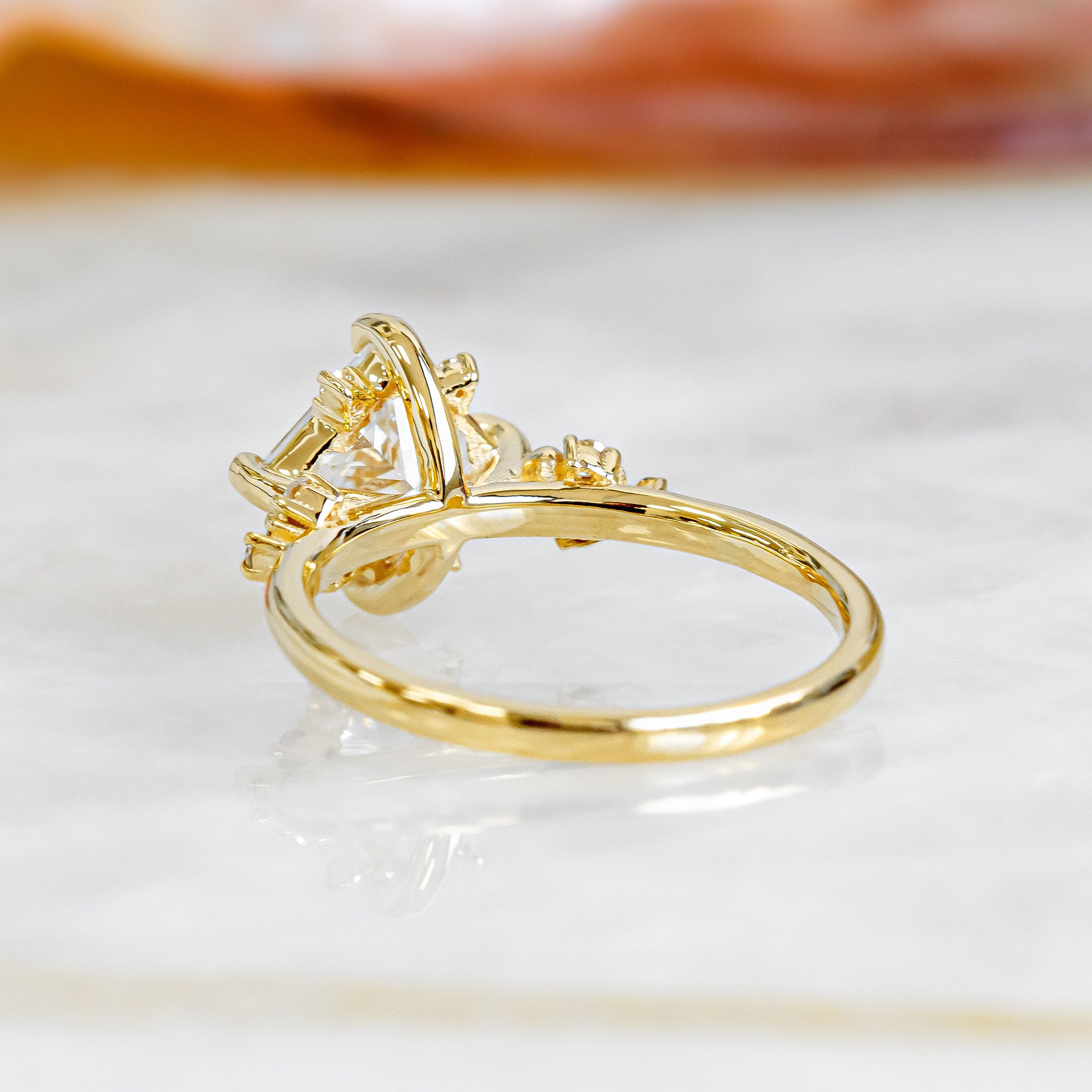 Cluster Natural Princess Cut  Diamond Engagement Ring