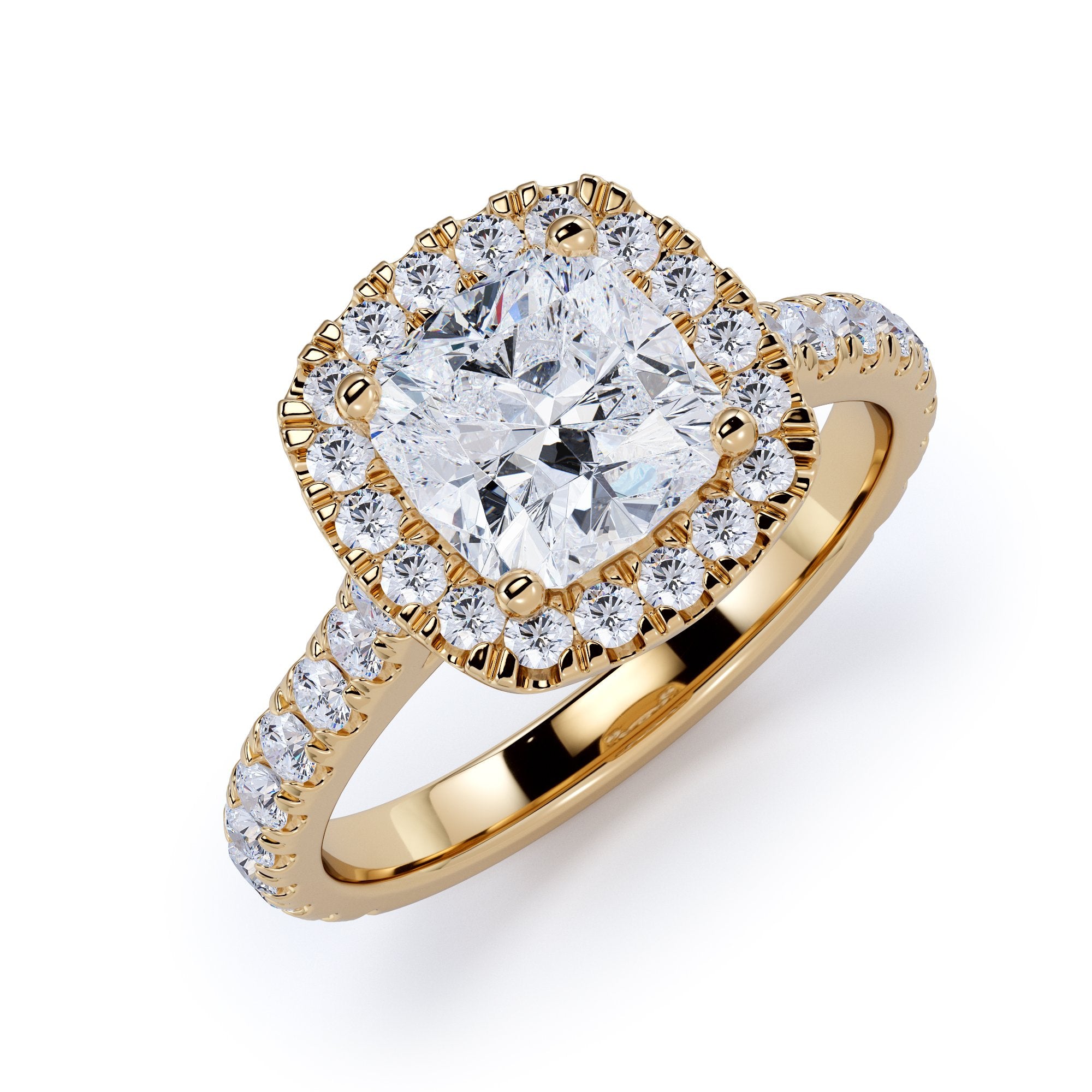 Cushion Halo Natural Cushion  Diamond Engagement Ring