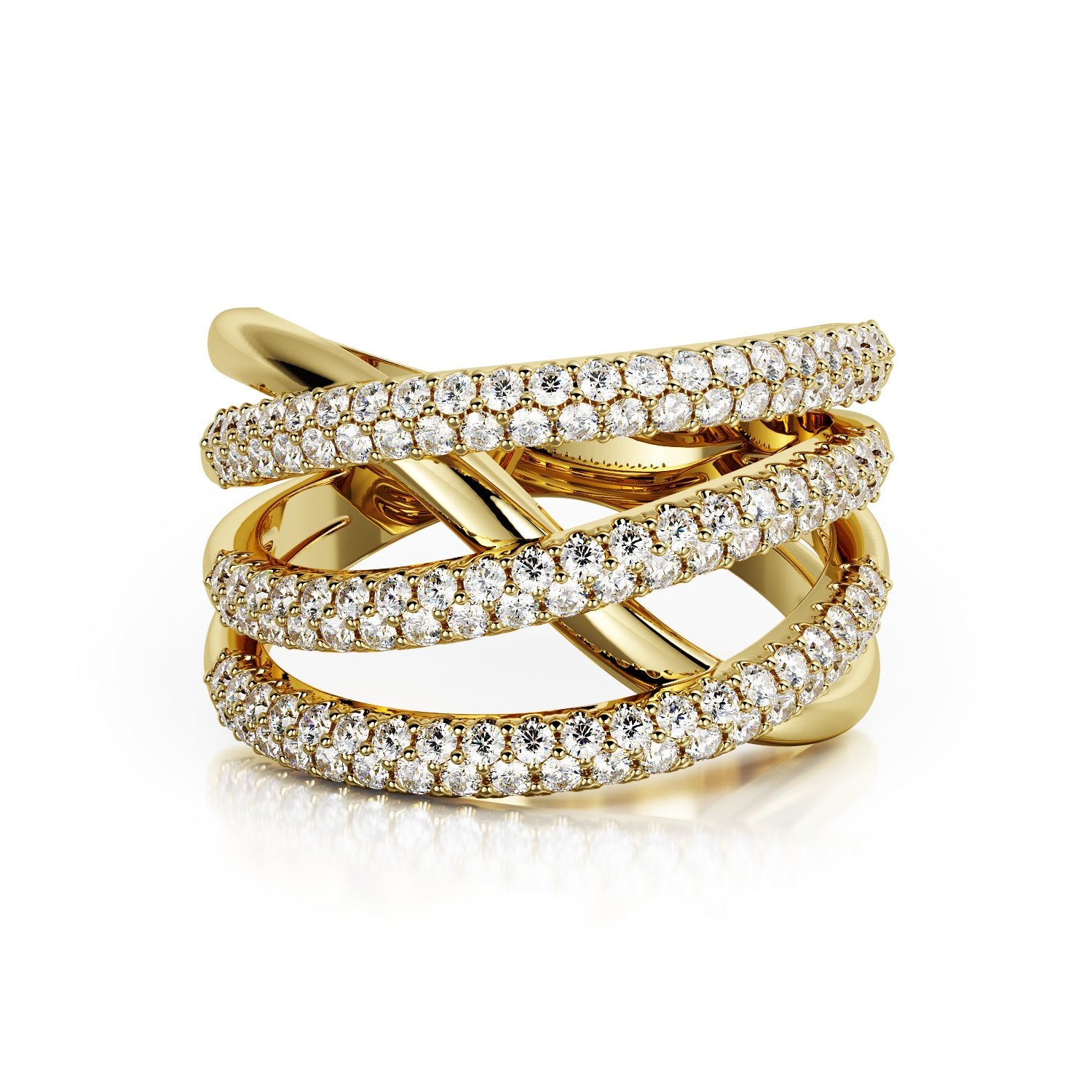 Pavé Natural Round cut Diamond Wedding Band in Yellow Gold
