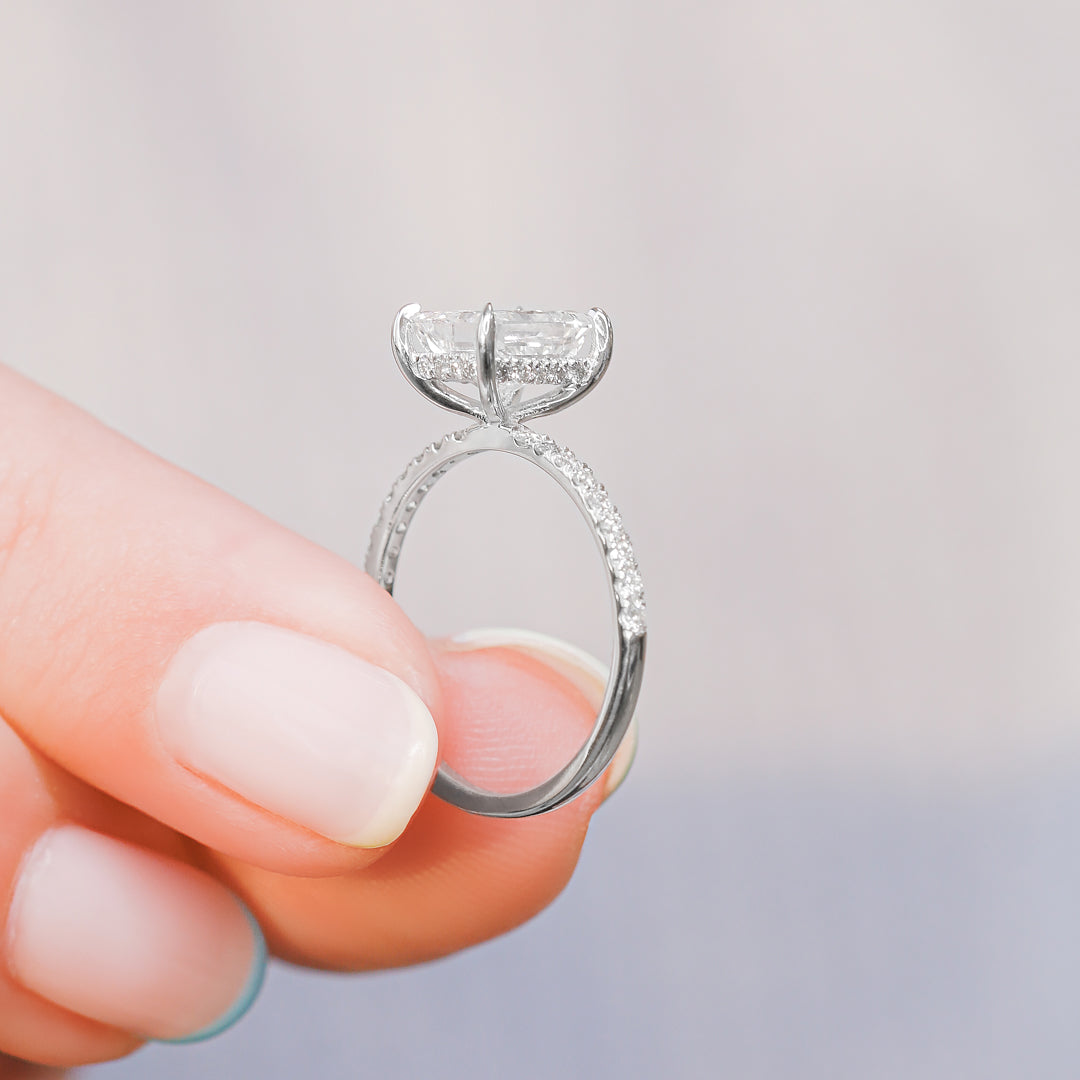 2 Carat Natural Radiant Cut Diamond Hidden Halo Engagement Ring