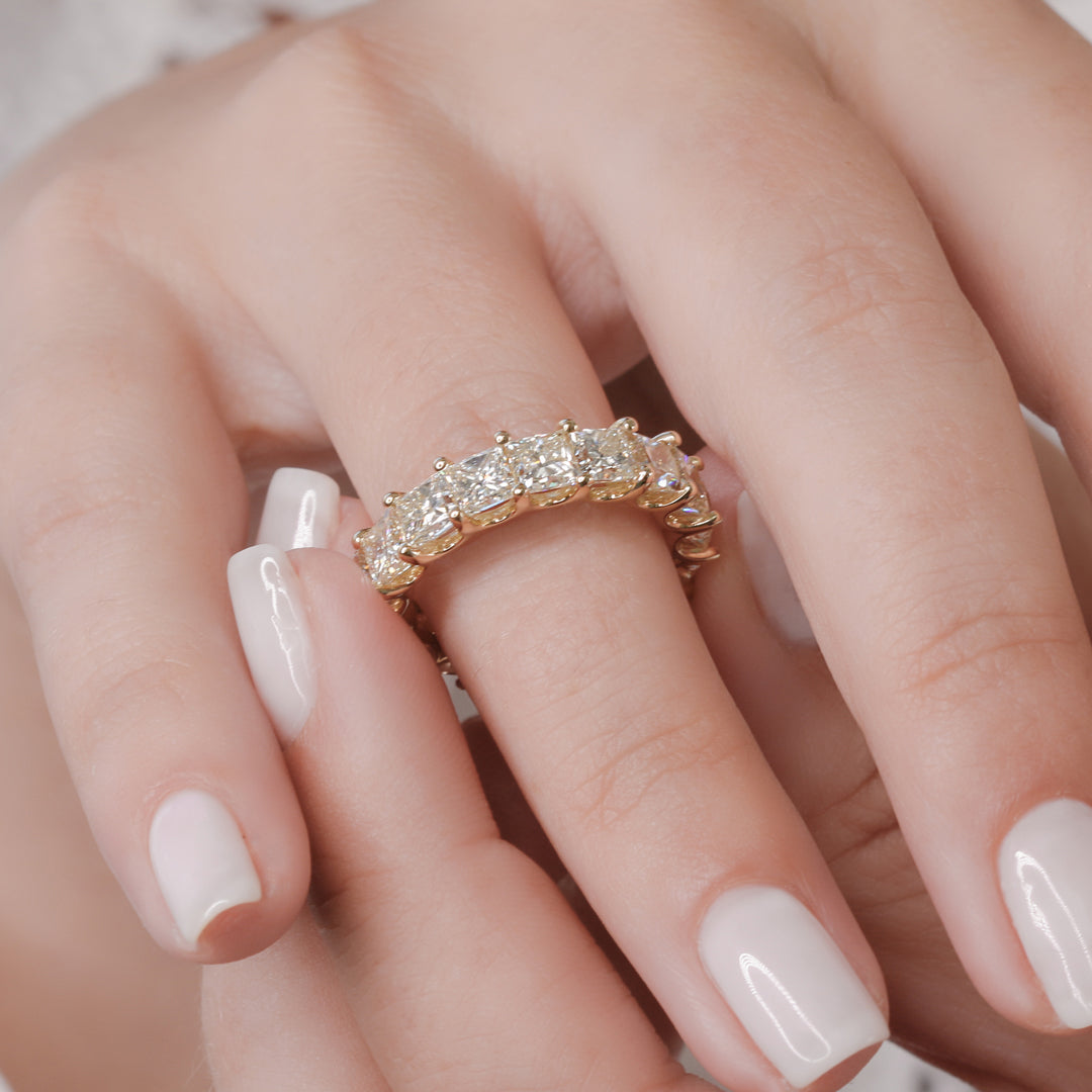 8 Carat Natural Princess Cut Diamond Eternity Wedding Band