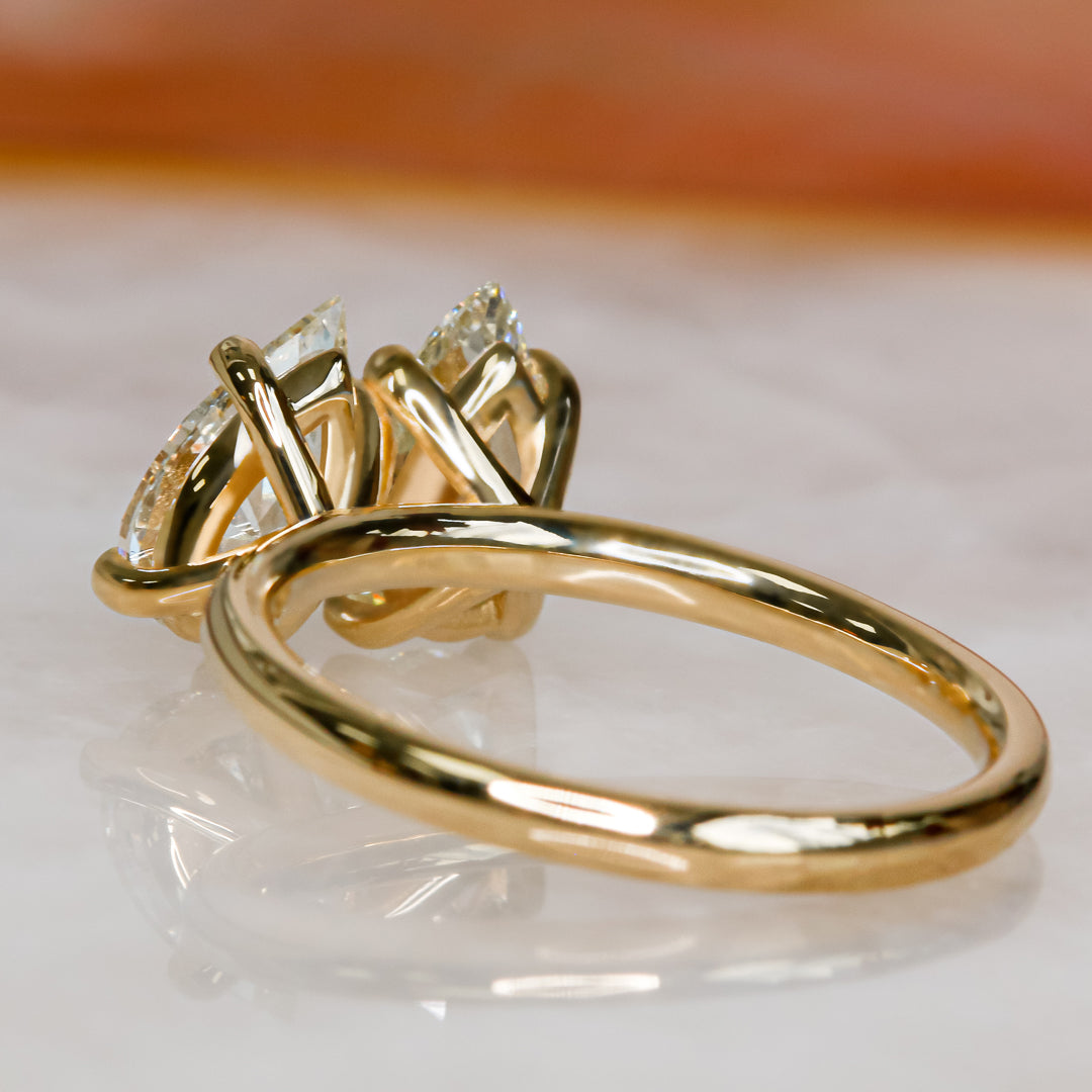 Plain Band Natural Pear  Diamond Engagement Ring