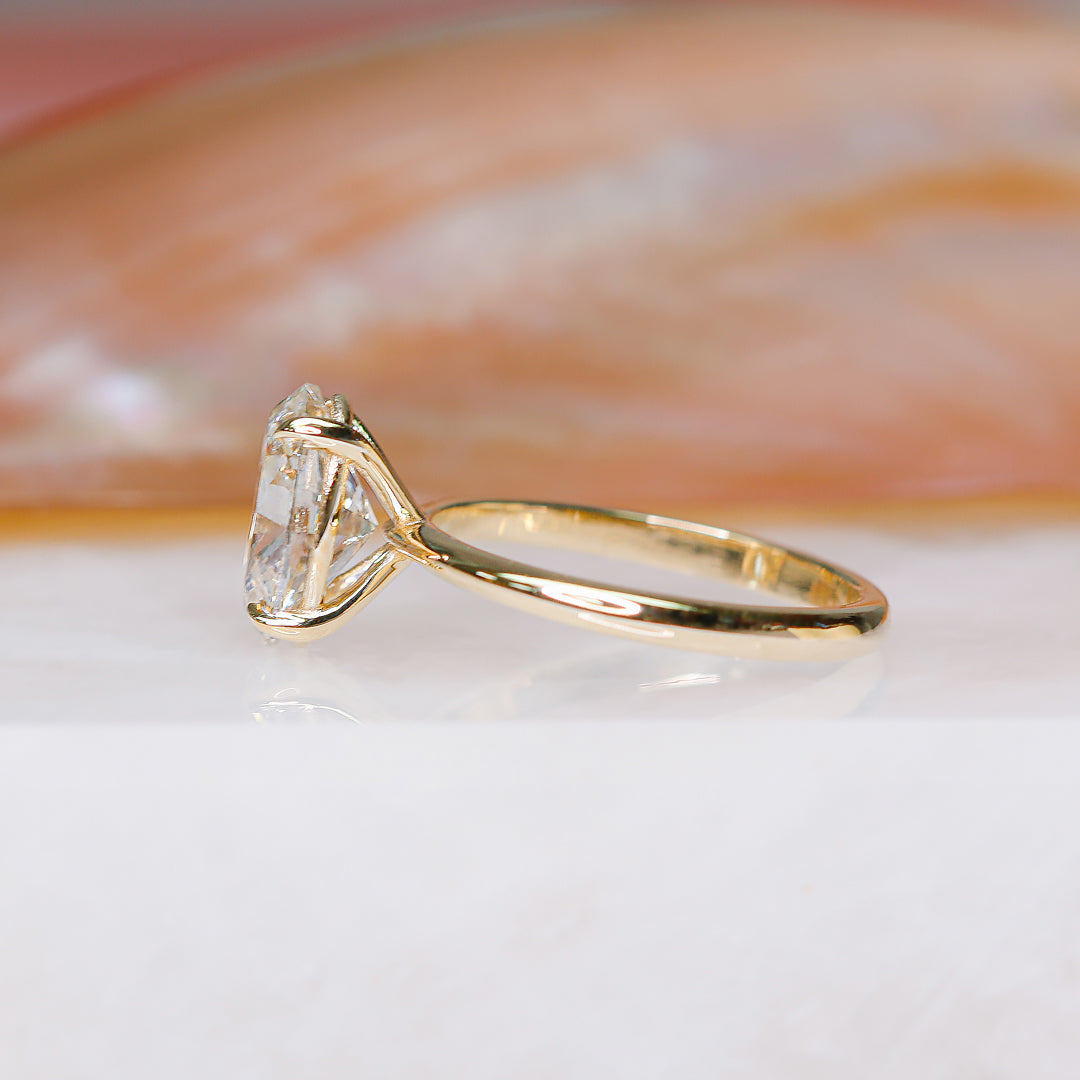 Claw Prongs 2- Carat Natural Oval  Diamond Engagement Ring