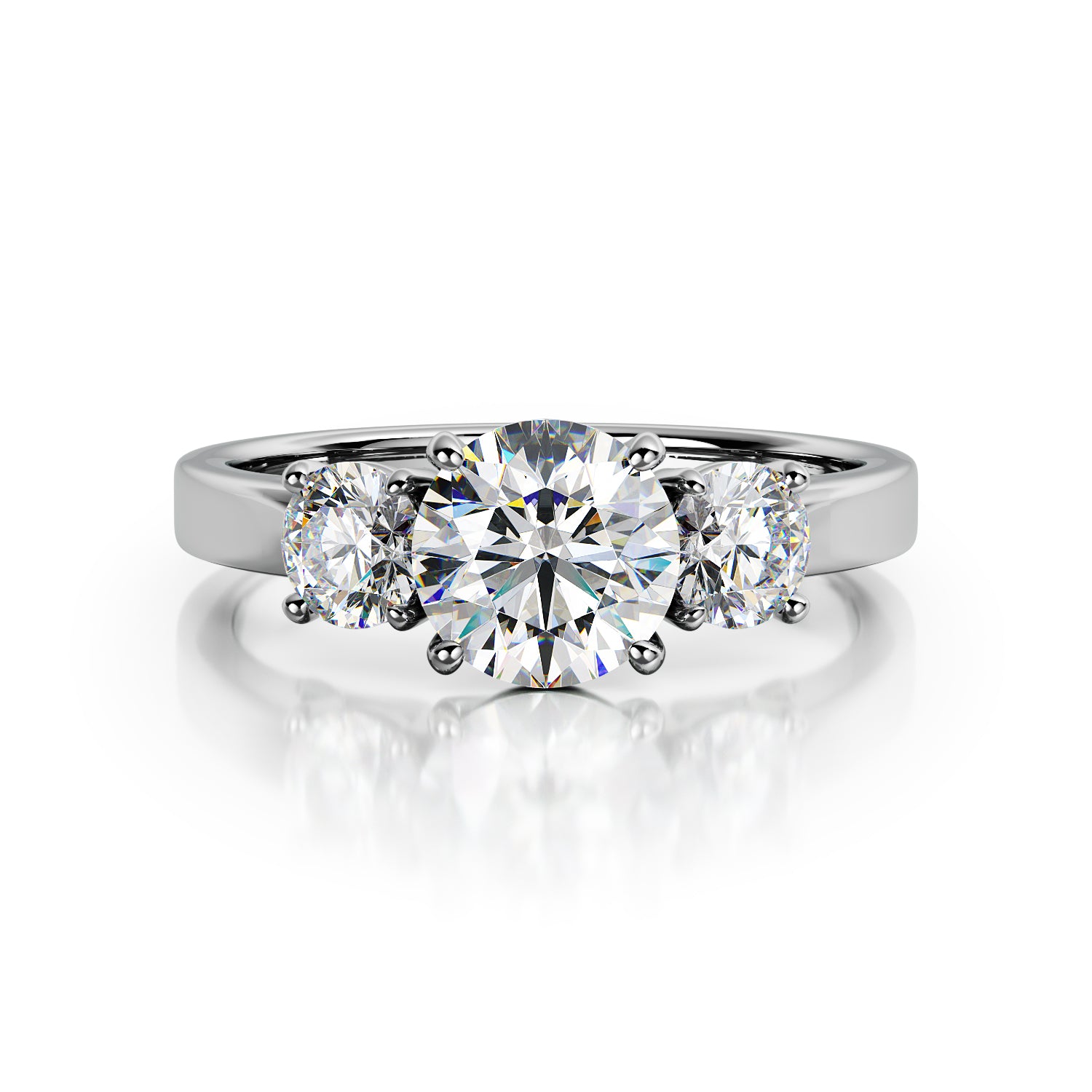plain Band Natural Round  Diamond Engagement Ring