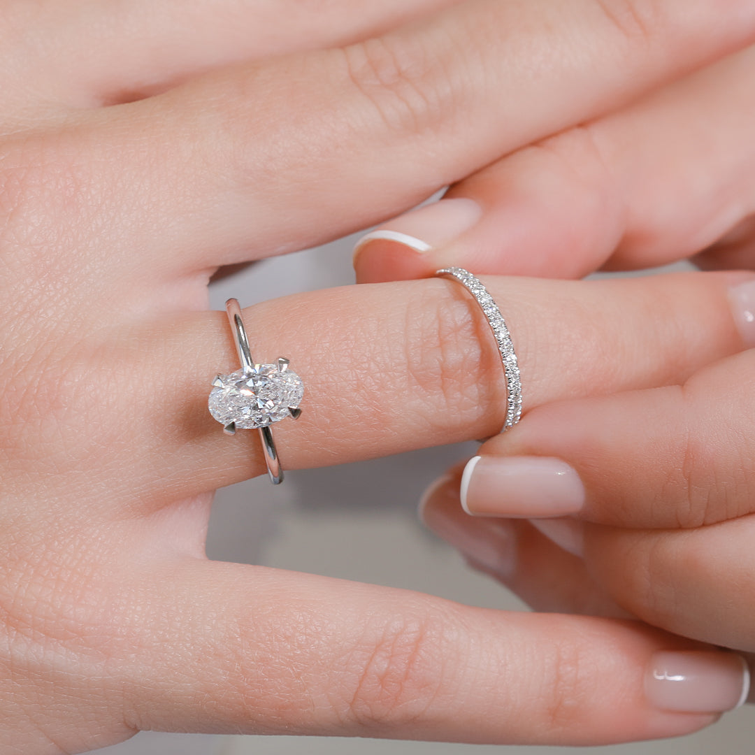Hidden Halo Natural Oval  Diamond Engagement Ring