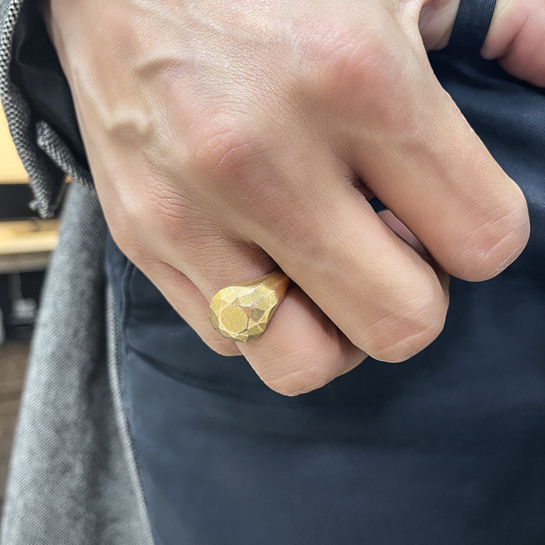 14K Diamond Shaped Signet Ring For Men