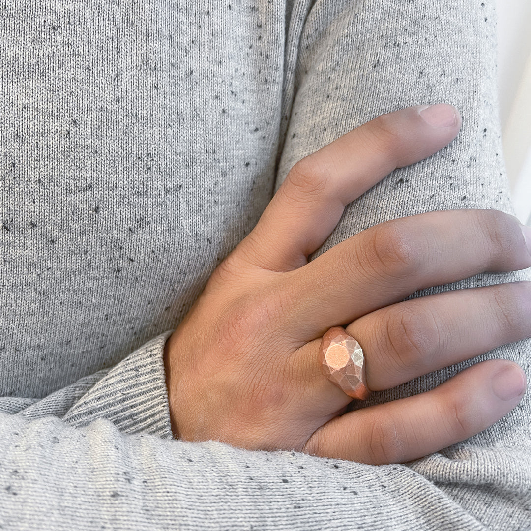 14K Diamond Shaped Signet Ring For Men