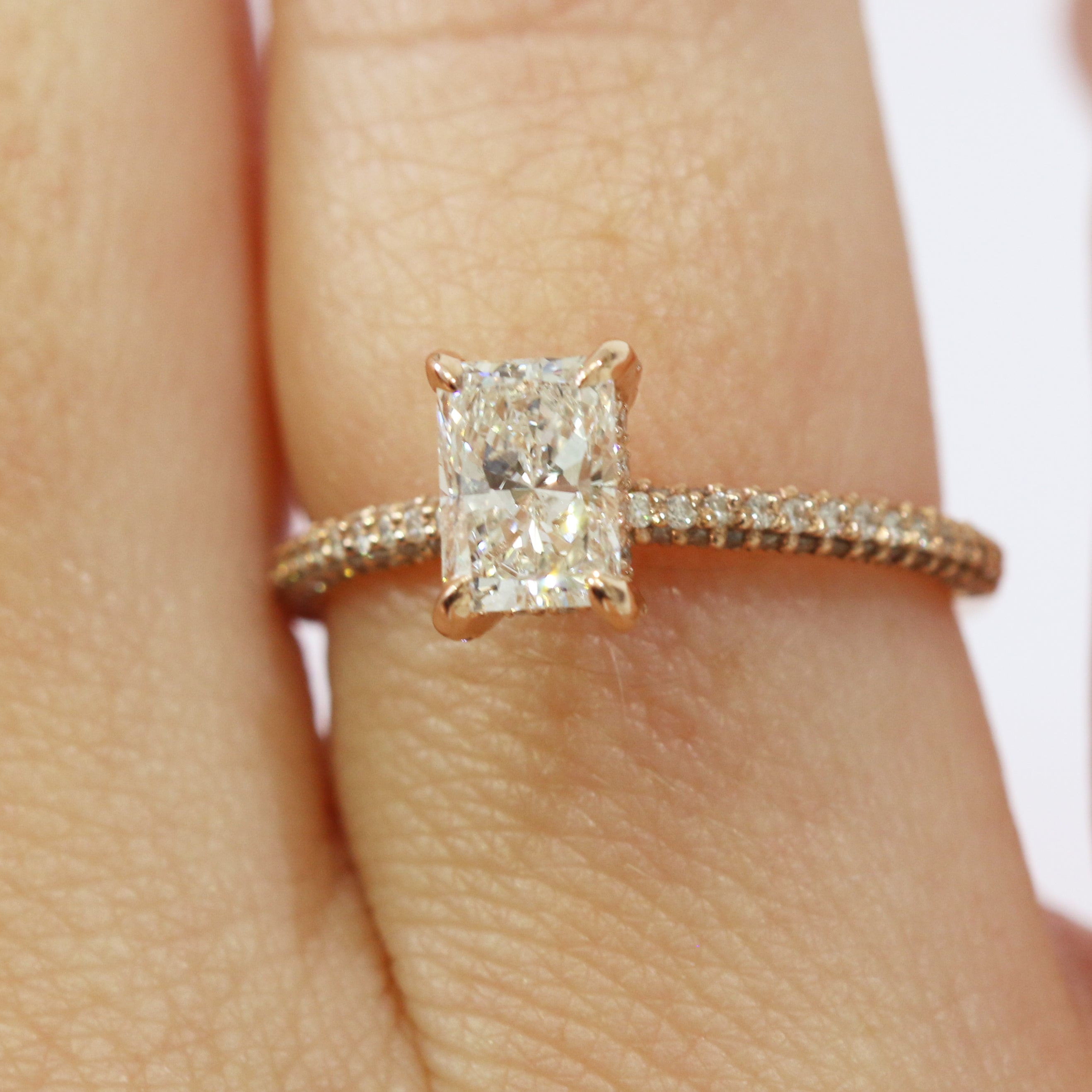 Accent Diamonds Natural Radiant  Diamond Engagement Ring
