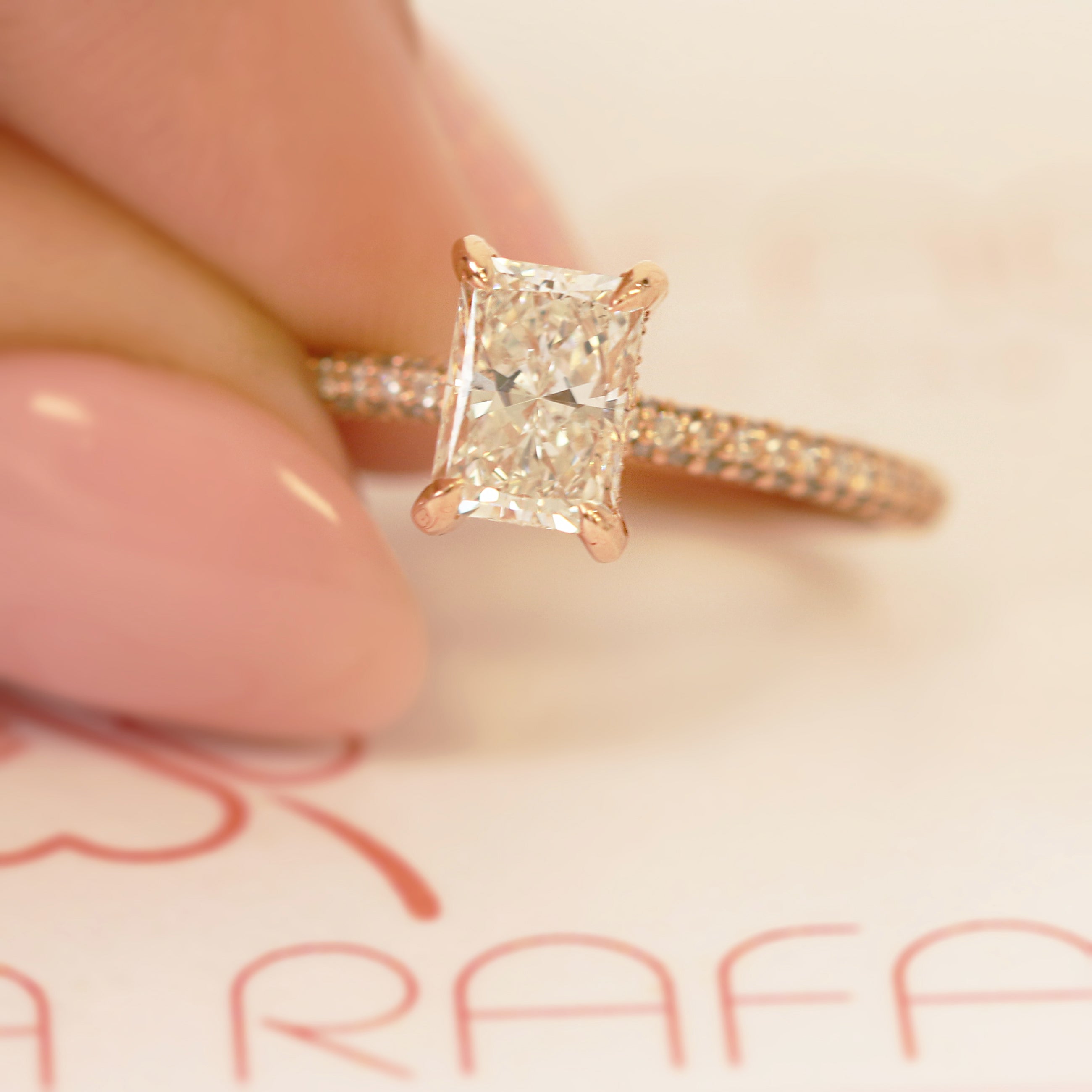 Accent Diamonds Natural Radiant  Diamond Engagement Ring