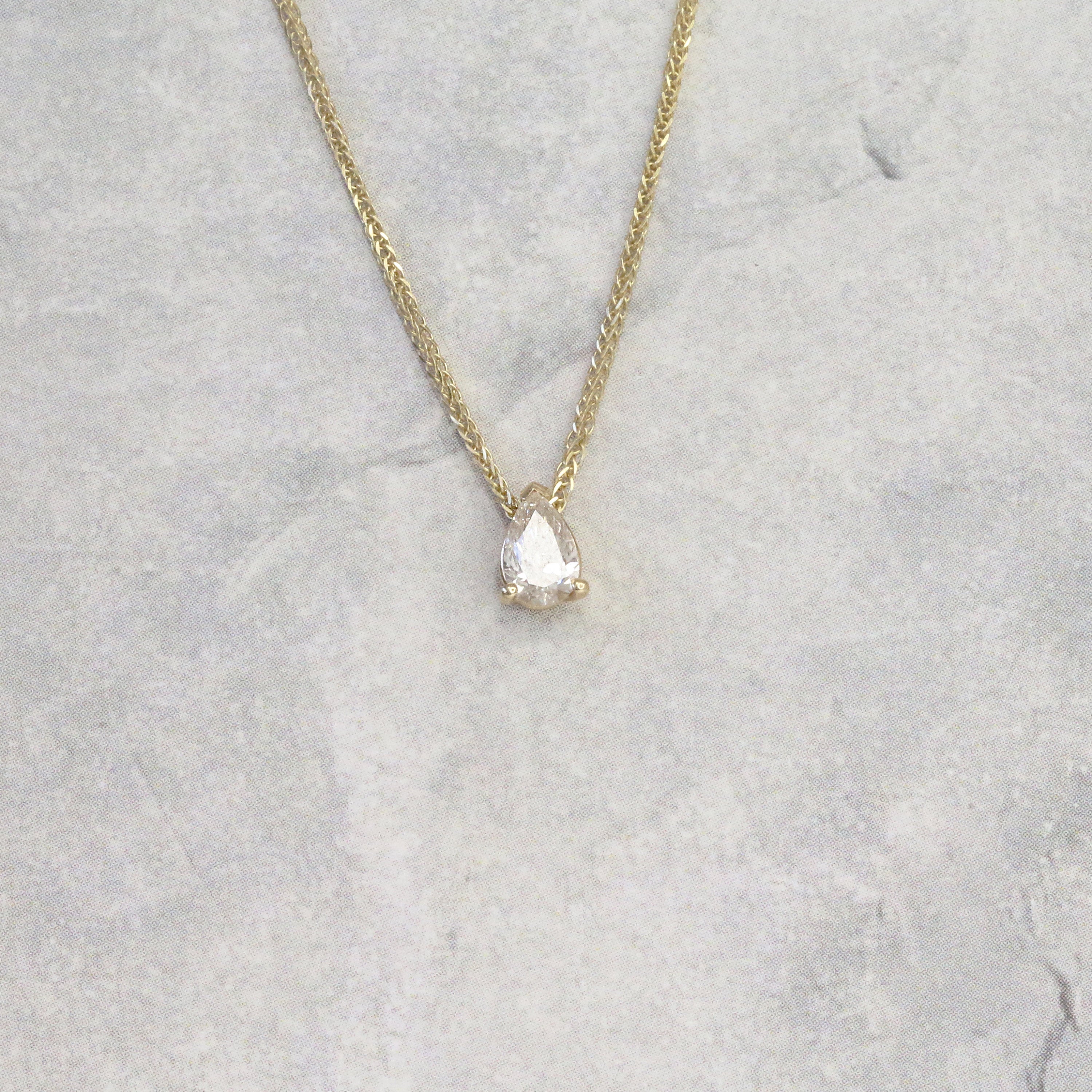 Natural Diamond Floating Pendant with a Yellow Gold Necklace