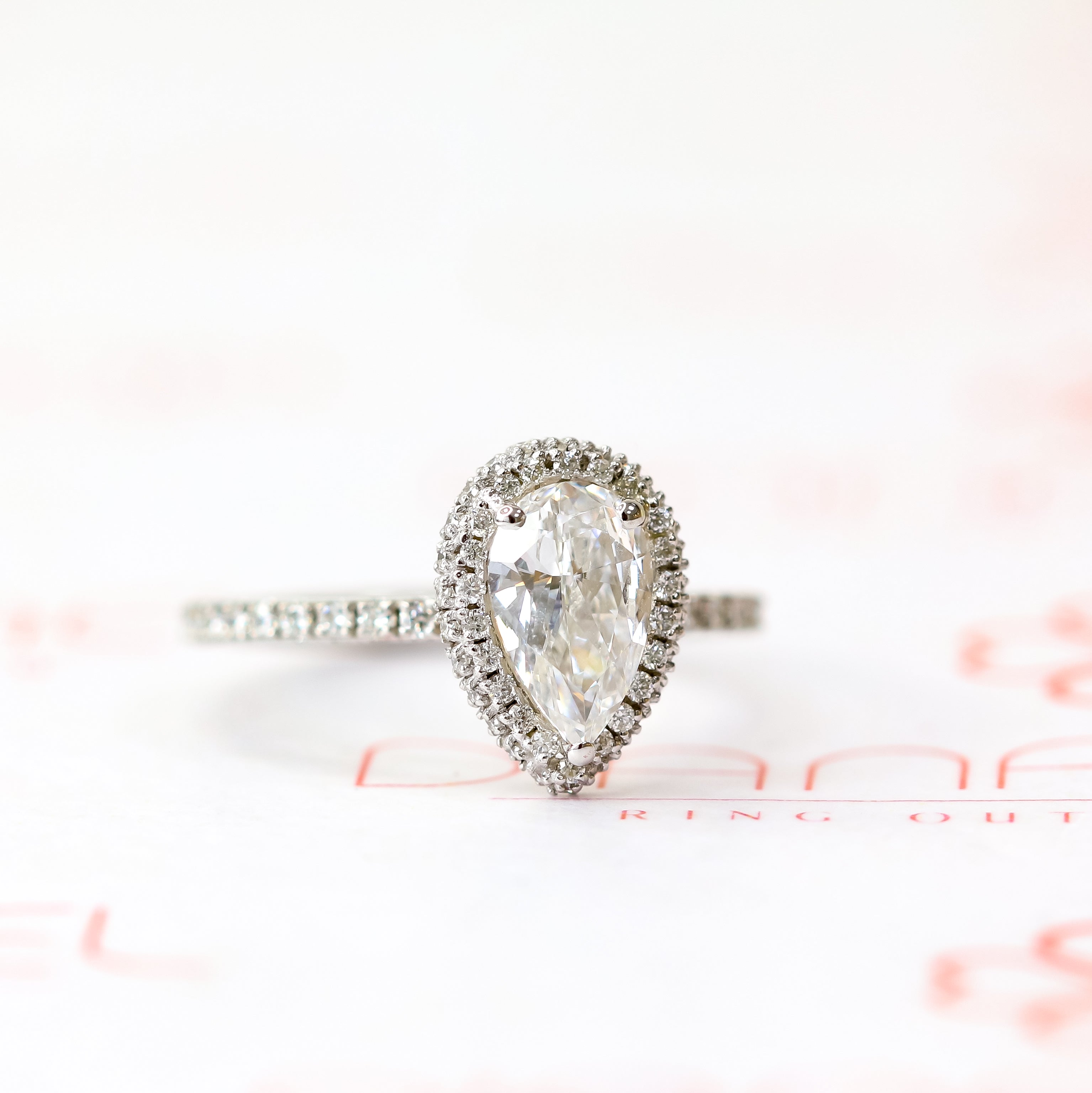 Accent Diamonds Natural Pear  Diamond Engagement Ring