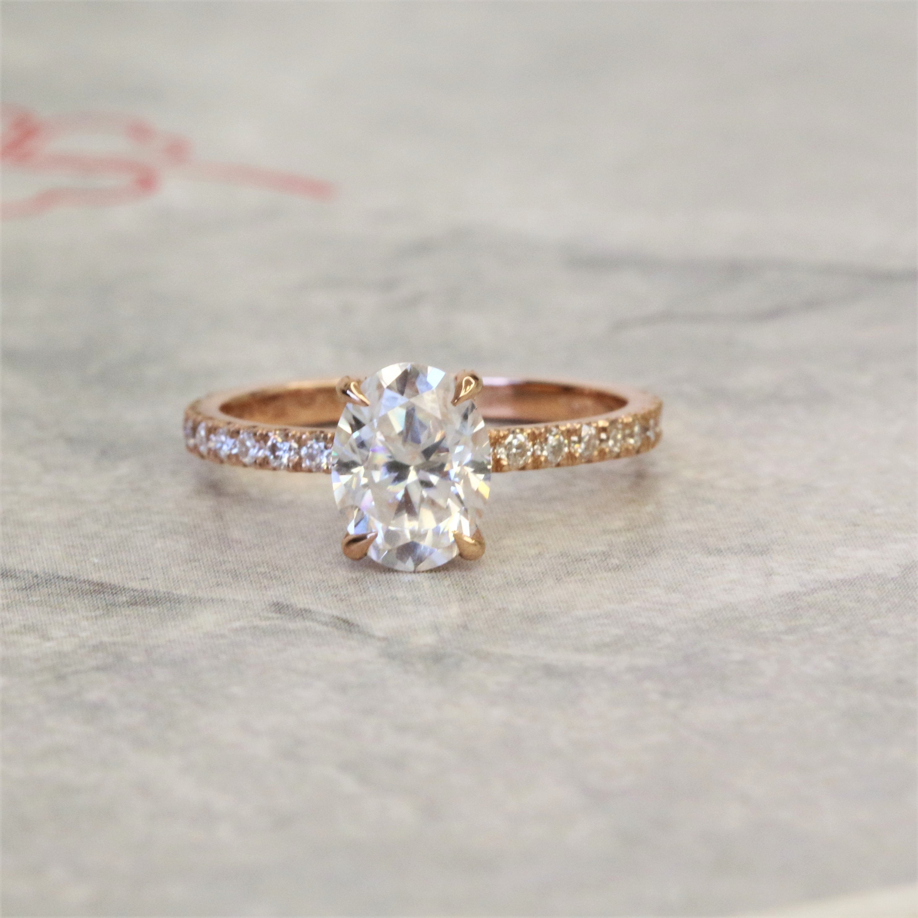 Hidden Halo Natural Oval  Diamond Engagement Ring