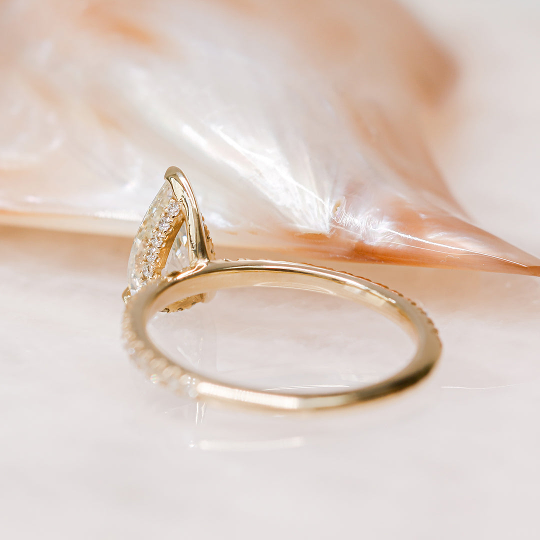 1.5 Carat Natural Pear Cut Diamond Engagement Ring