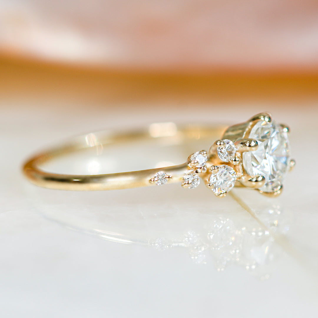 Delicate Natural Round Cut Diamond Engagement Ring