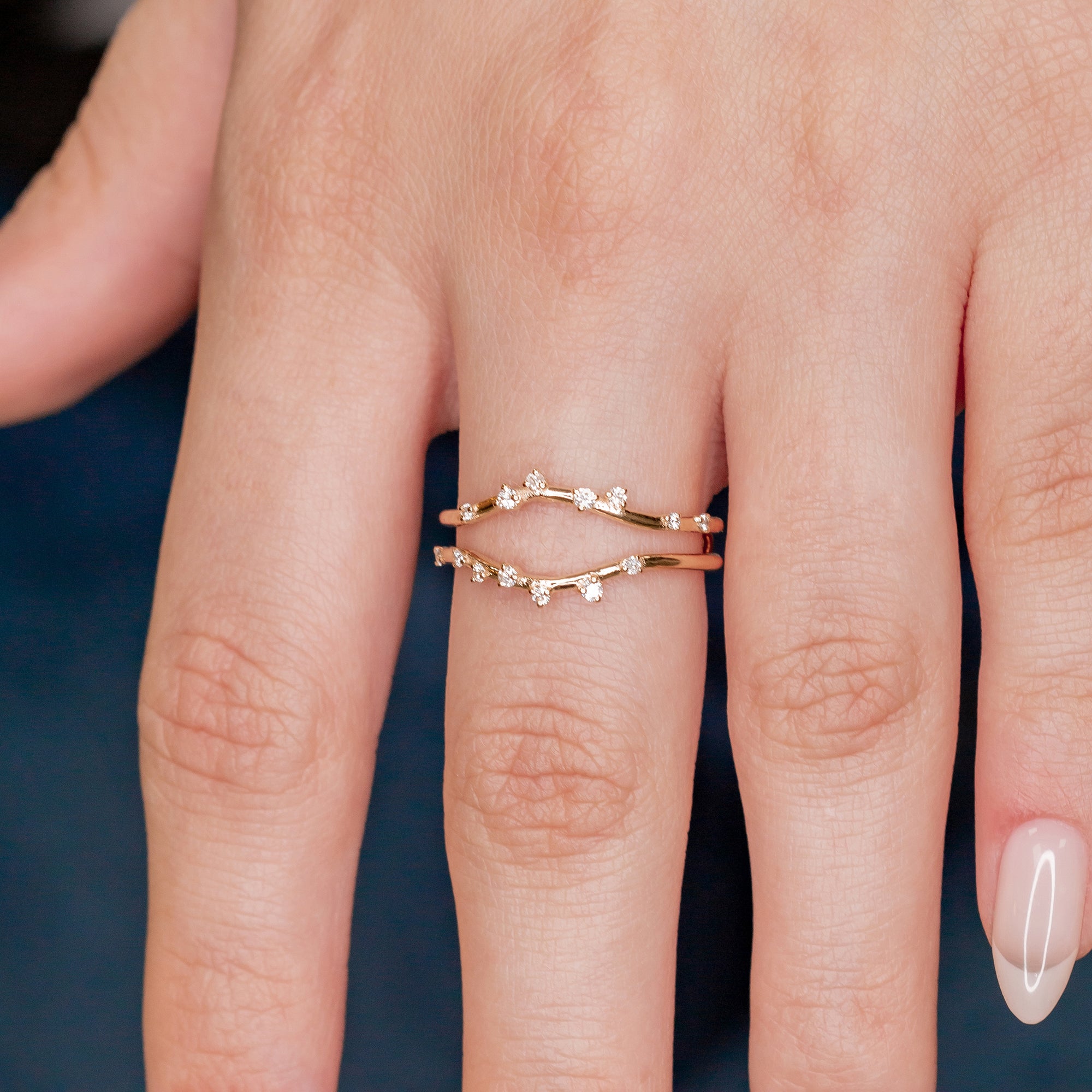 Double Band Natural Round cut Diamond Wedding Band
