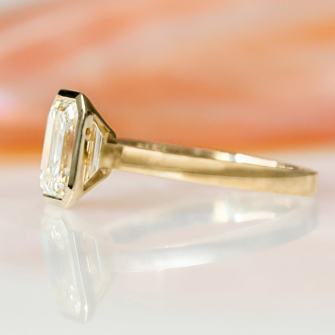 Natural Emerald Cut  Diamond Engagement Ring