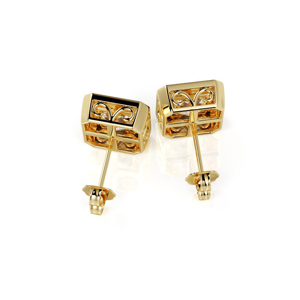 Vintage Solitaire Earrings 2 Natural Diamonds in Yellow Gold