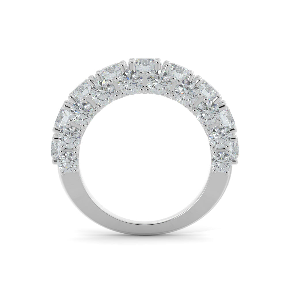 Starburst - 3-Row Natural Round cut Diamond Wedding Band