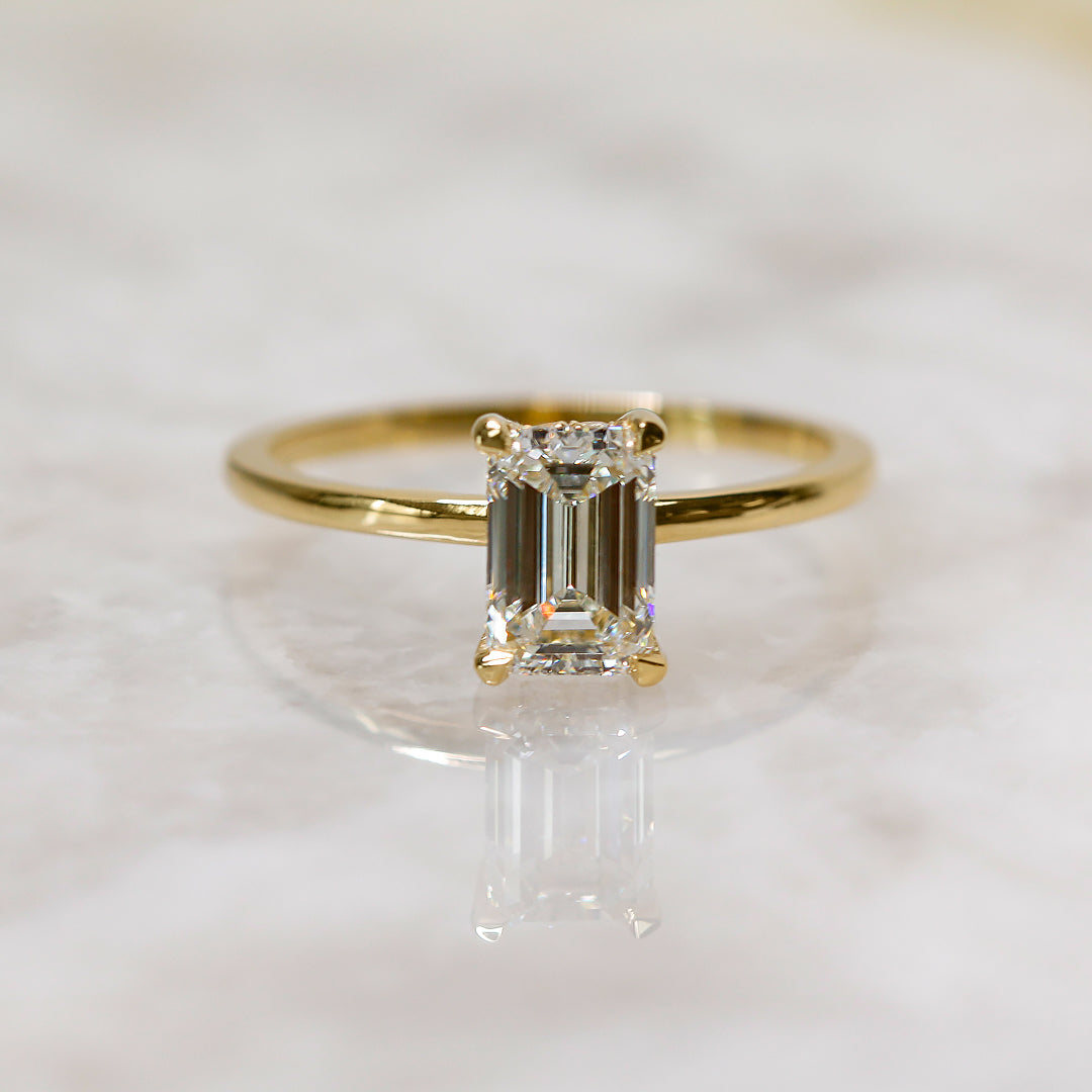Hidden Halo Natural Emerald Diamond Engagement Ring