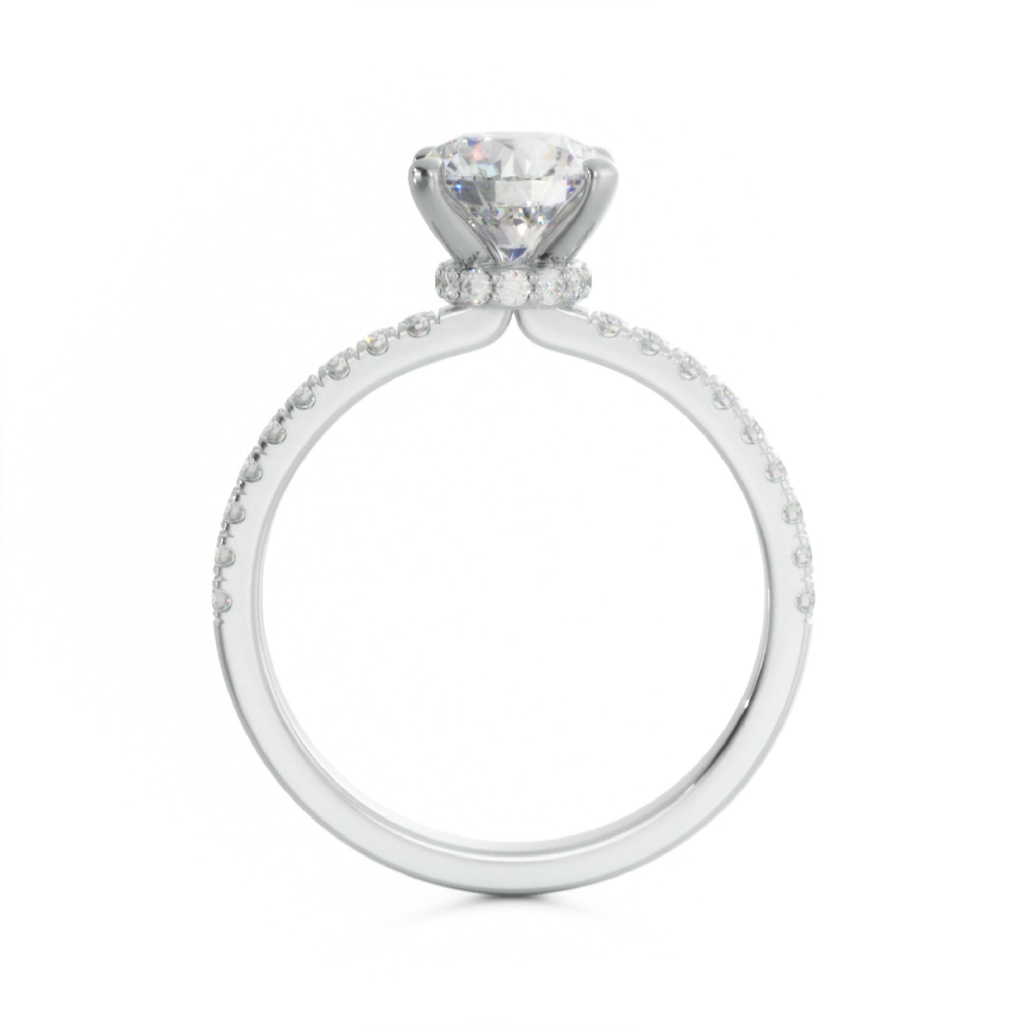 Lantern - Hidden Halo Natural Round  Diamond Engagement Ring