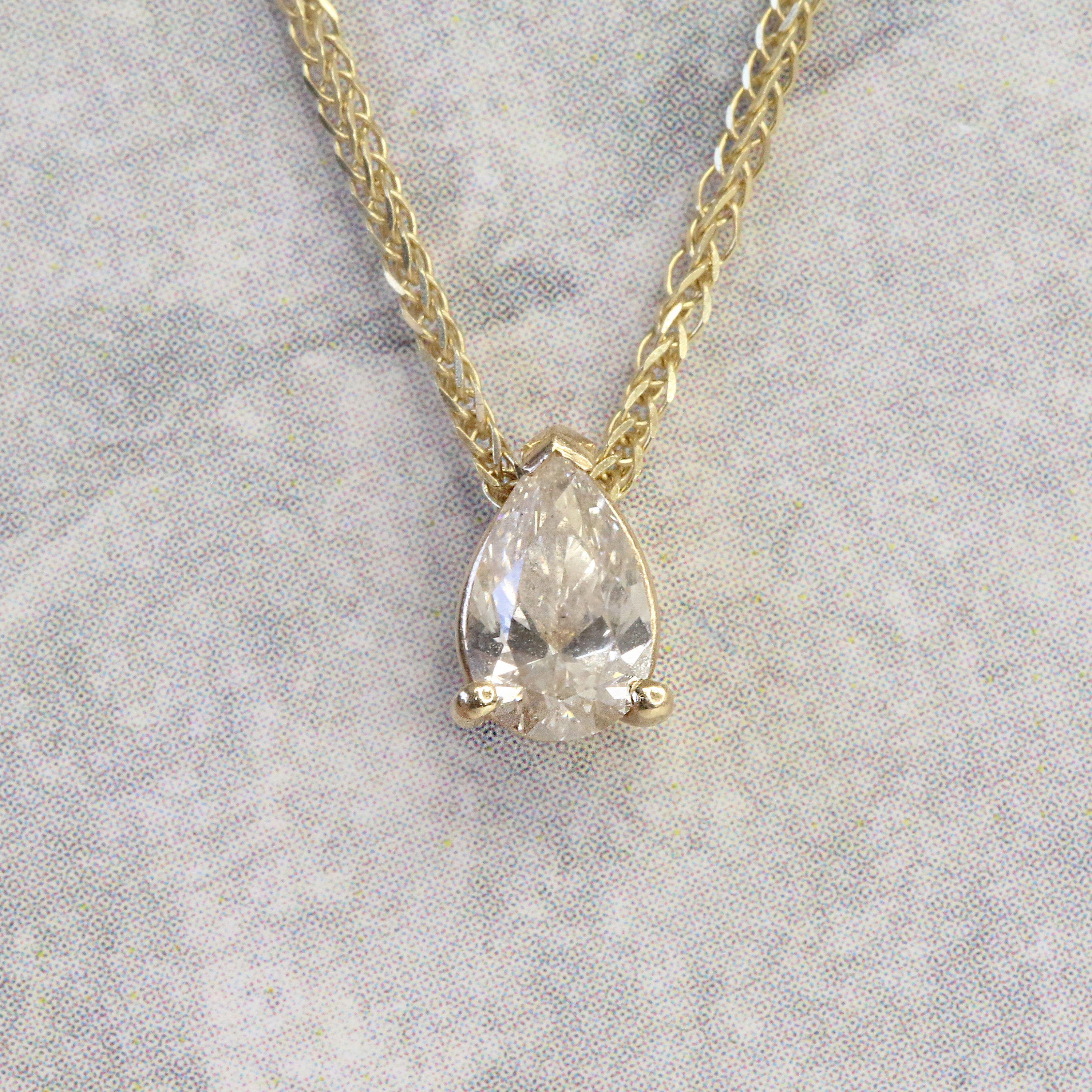 Natural Diamond Floating Pendant with a Yellow Gold Necklace